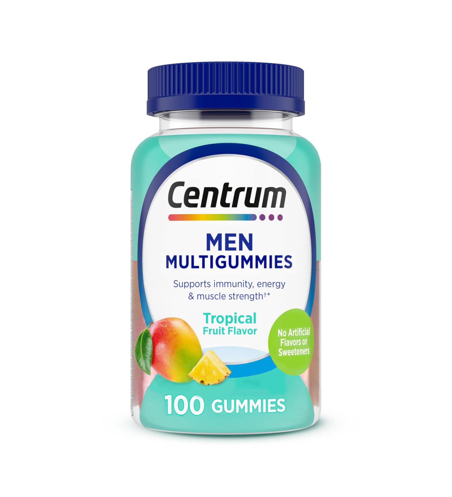 Centrum Men's Multivitamin Gummies Immune Energy Healthy Appearance Support 100 Count 50 Day Supply Vitamin Fruit 100 Count (Pack of 1) - Buy Online on GoSupps.com