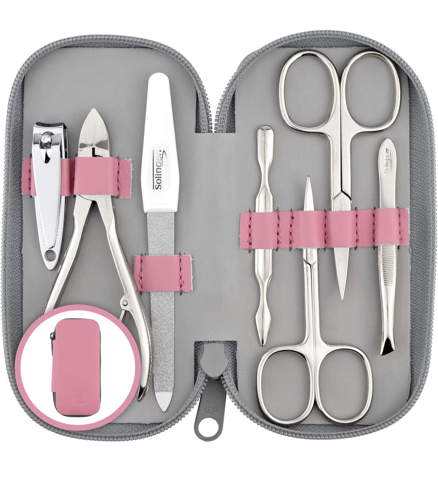 Buy Marqus 7-Part Manicure Set for Men & Women - Solingen Made in Germany Real Leather Case Perfect for Hand & Foot Care - Pink - Buy Online on GoSupps.com
