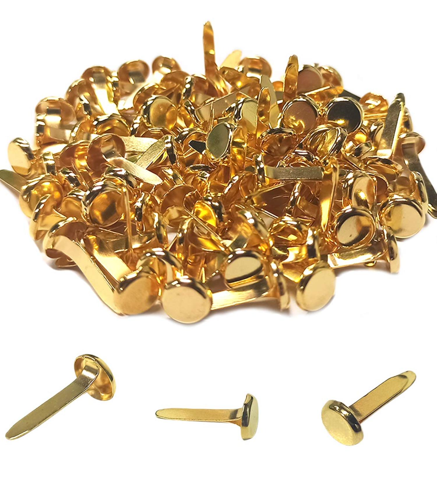 100 Pcs Brass Paper Fasteners  8x17mm Plated Mini Brads for Scrapbooking Crafts DIY Projects (Gold) - Buy Online on GoSupps.com
