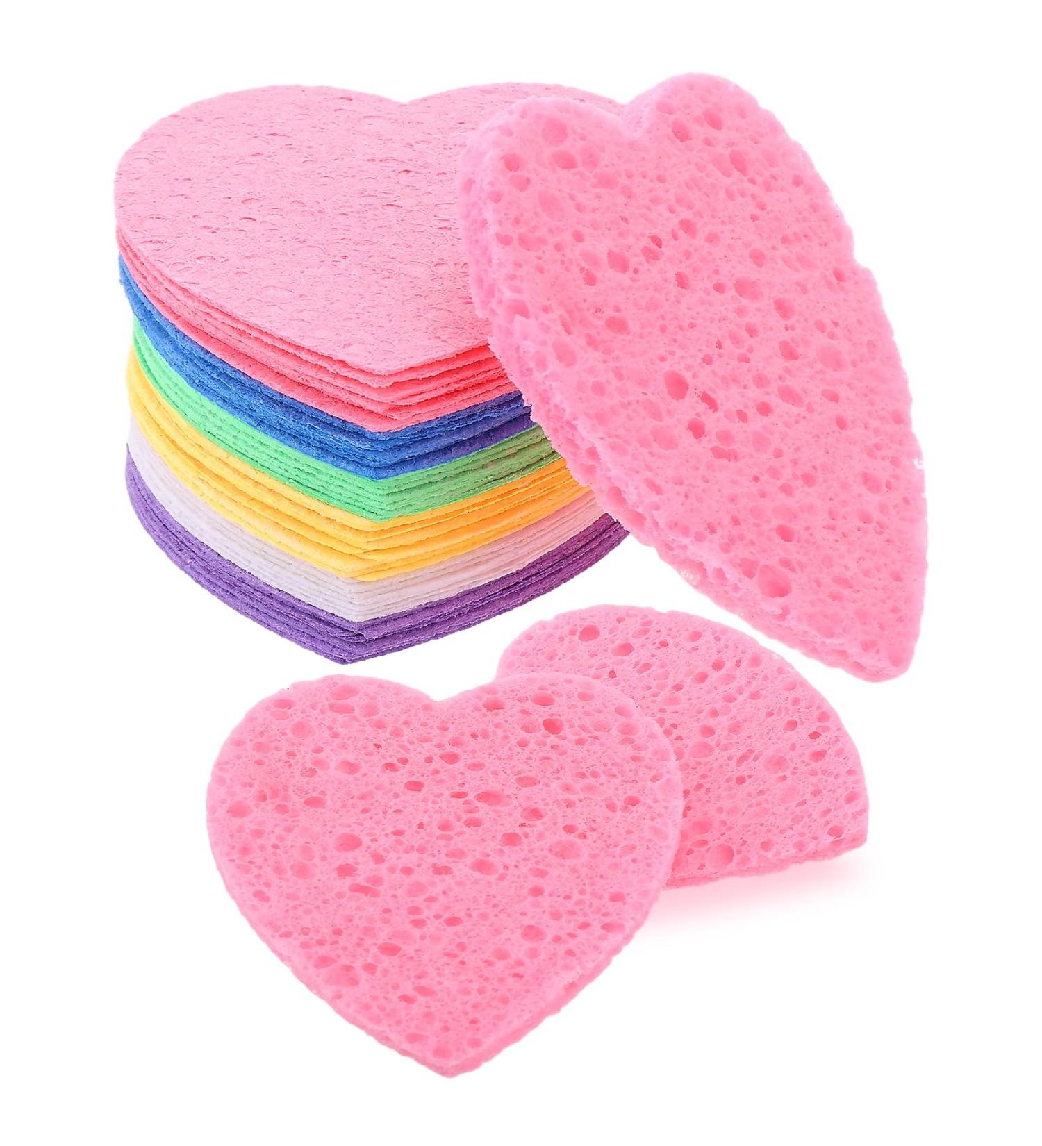 60 Pcs Compressed Sponges Facial Heart Face Sponges for Cleansing and Exfoliating Natural Reusable Heart Shaped Sponges for Face Disposable Facial Sponges Pads for Washing Esthetician Makeup Removal - Buy Online on GoSupps.com