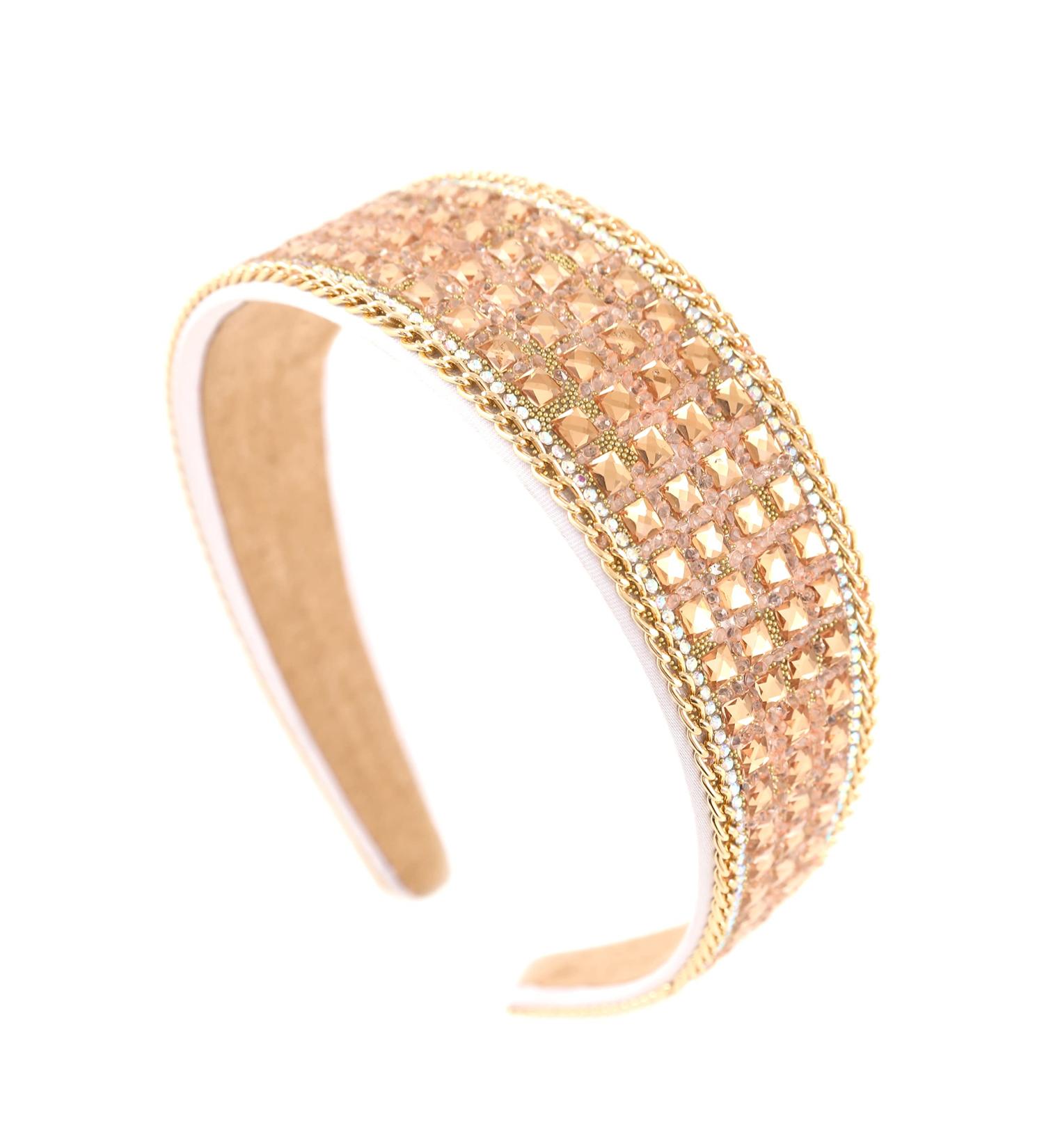 Gmmidea Rhinestone Headband for Women - Sparkling Crystal Diamond Embellished Fashion Hair Accessory | Wide Padded Silver Headband with Glitter - Ideal for Girls - Gold - Buy Online on GoSupps.com