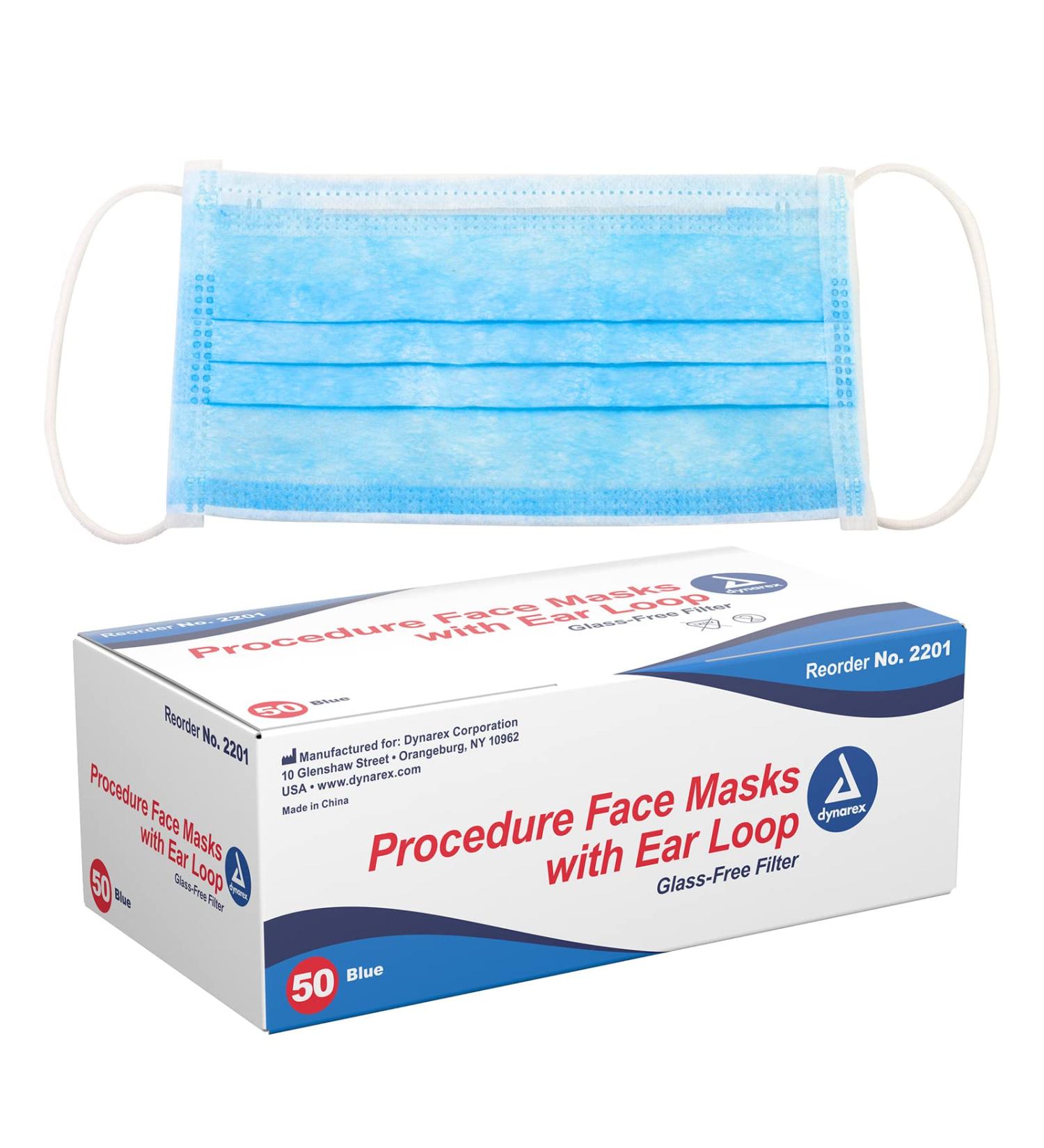 Buy Dynarex Procedure Masks - Disposable Triple-Pleated Face Masks with Ear Loops - 50 Blue Medical Masks for Hospital Use | Fast International Shipping - Buy Online on GoSupps.com