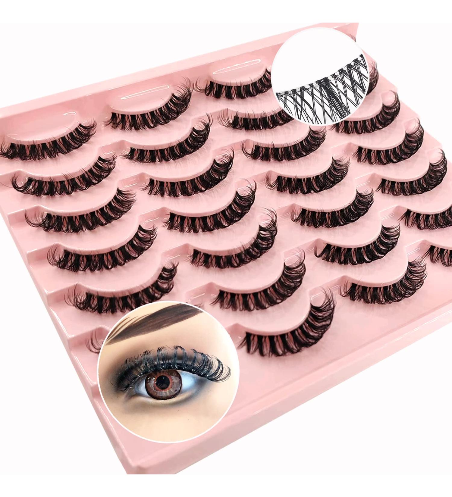 Heracks 14 Pairs D Curl Russian Cat-Eye Lashes | 10-20 MM Fox Eyelashes | Wispy False Eyelashes with Clear Band - Buy Online on GoSupps.com