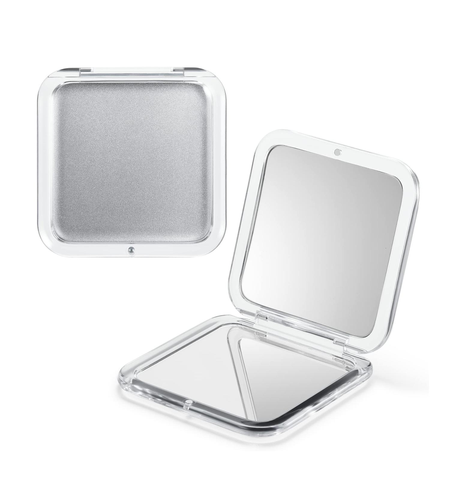 Snowflakes Compact Travel Magnifying Mirror - Double Sided 1x/15x Magnification - Handheld Portable for Travel and Purses (Silver) - Buy Online on GoSupps.com