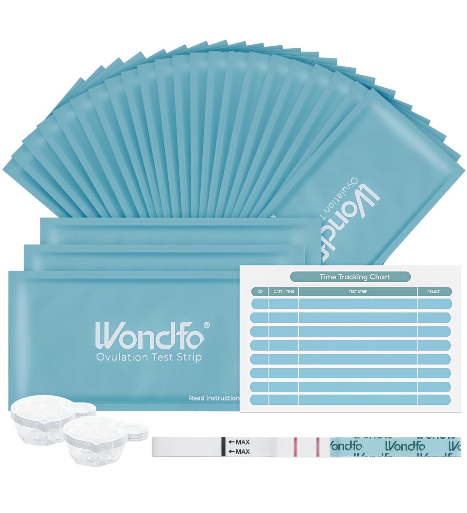 Wondfo Ovulation Test Strips 25 Pack Ovulation Predictor Kit with Urine Cups to Know Your Most Fertile Days 5MM Width - Buy Online on GoSupps.com