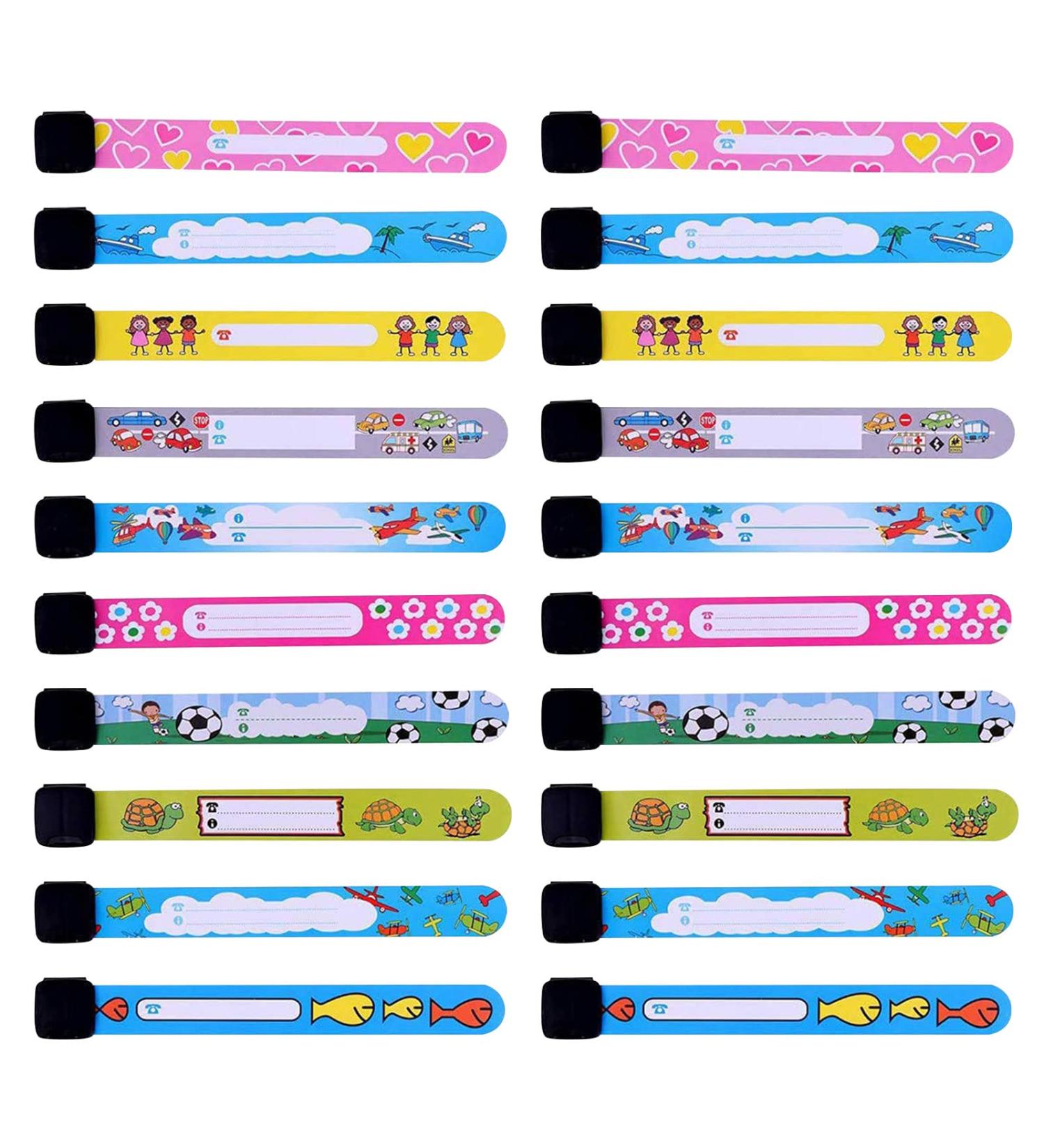TSHAOUN 20-Pack Emergency Bracelets for Kids | Waterproof Name Bracelets | Ant-Lost Child Safety Bands | Perfect for Outdoor Activities - Multicolor - Buy Online on GoSupps.com