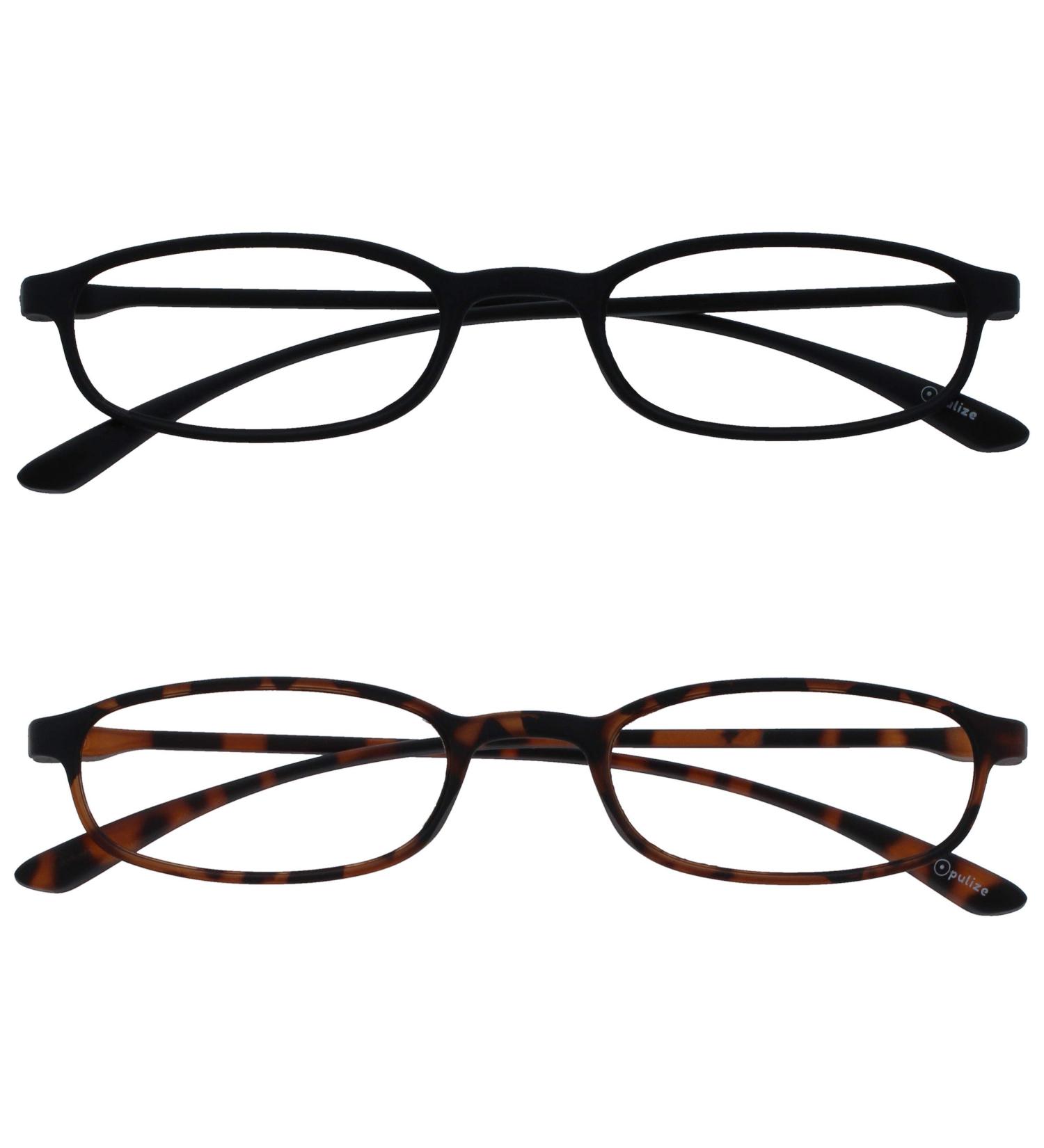 Opulize Fly Pocket Size Reading Glasses - 2-Pack Matt Black & Brown | Super Lightweight +2.50 Diopters for Men & Women - Buy Online on GoSupps.com