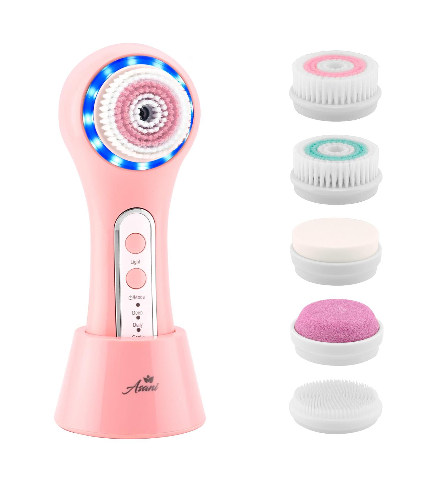 Electric Facial Cleansing Brush | 3 Modes, 5 Replaceable Heads | Waterproof Exfoliator, Makeup Remover | USB Rechargeable - Buy Online on GoSupps.com