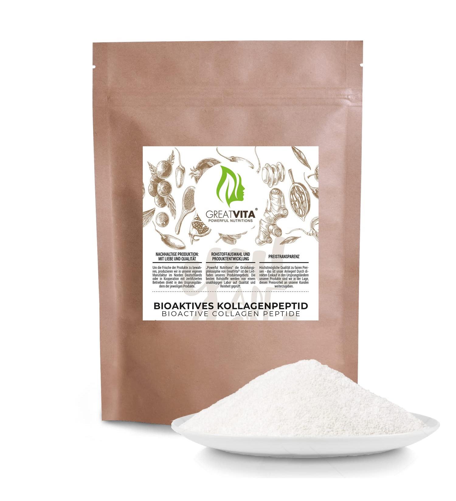 Bioactive Collagen Powder 1kg | Premium Pure Hydrolysate Peptides | GreatVita Collagen Protein Powder - Additive-Free  - Buy Online on GoSupps.com
