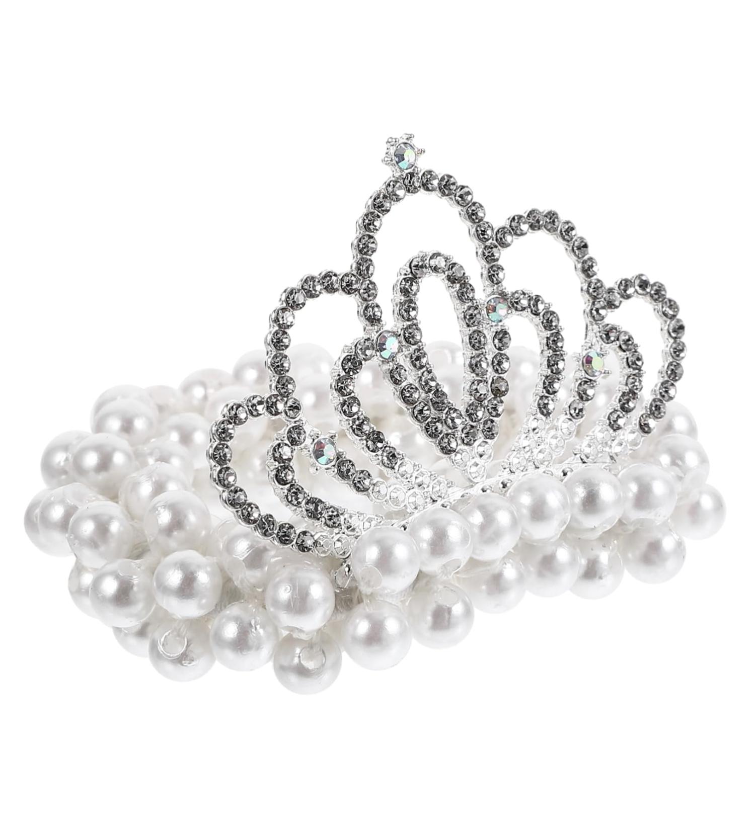 hair accessories elastic hair tie pearl hair scrunchies pearl crown hair scrunchies pearl hair tie with crown pearl beaded hair tie crown hair tie child alloy plastic rubber band - Buy Online on GoSupps.com