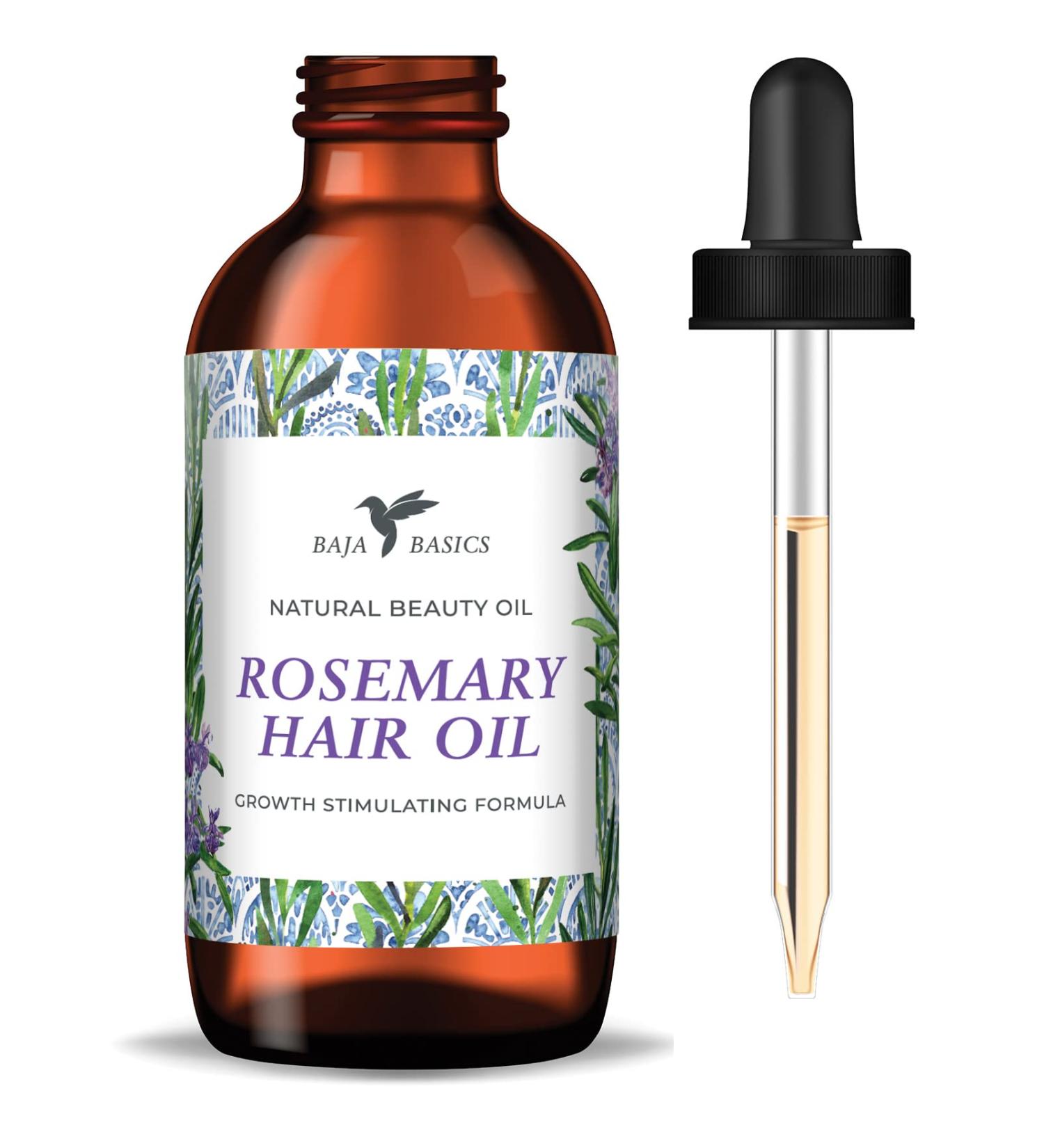 Baja Basics Organic Rosemary Hair Oil - 2 oz | Promotes Hair Growth, Moisturizes Scalp, Strengthens Hair | For Split Ends & Dry Scalp | Safe for all Hair Types - Buy Online on GoSupps.com