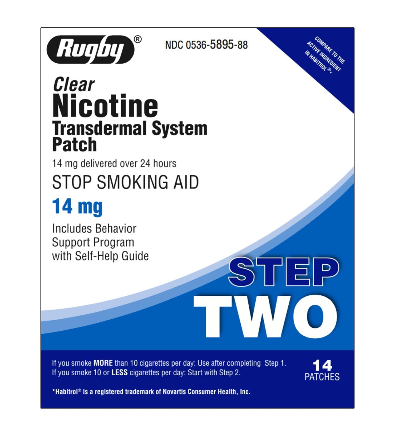 Rugby Clear Nicotine Transdermal System Step 2  14mg  14 patches *Compare to Habitrol *