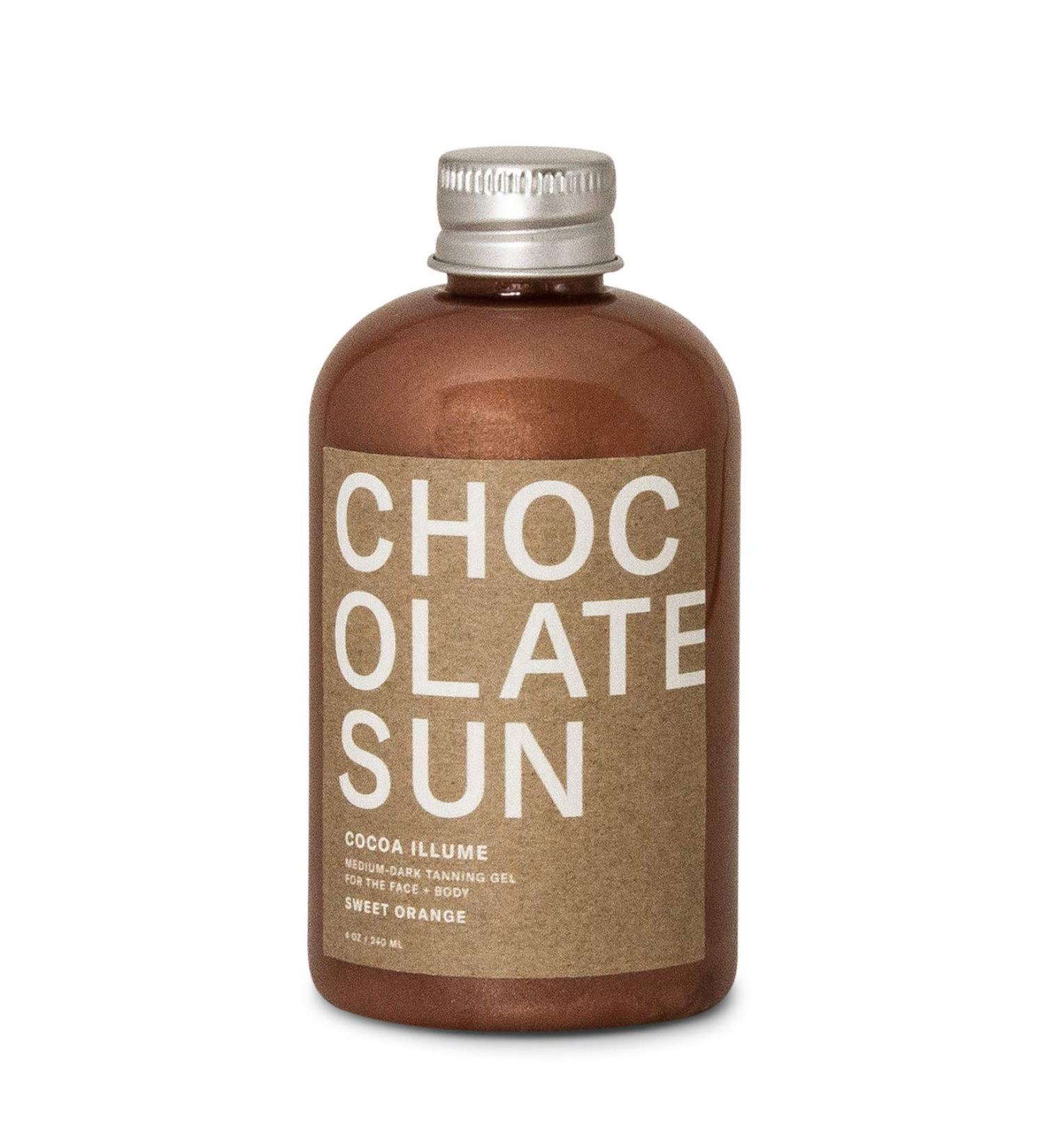 Chocolate Sun - Organic Cocoa Illume Tanning Face Gel (Medium to Dark  4 oz) | Clean  Non-Toxic Sunless Tanning