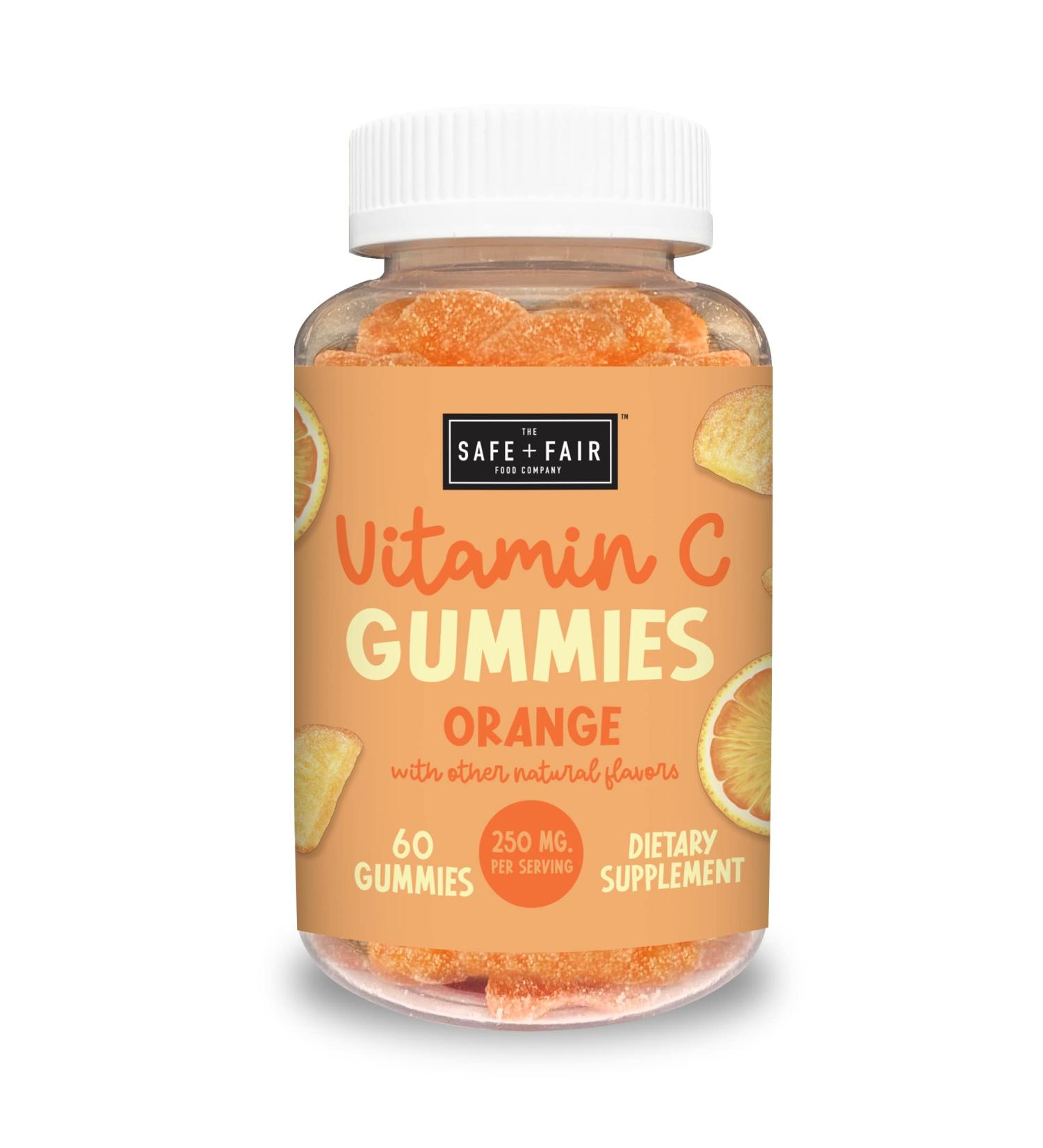 Safe & Fair Vitamin C Gummies for Immune Support - Adults & Kids - Orange Flavor - 30/60 Servings - Buy Online on GoSupps.com
