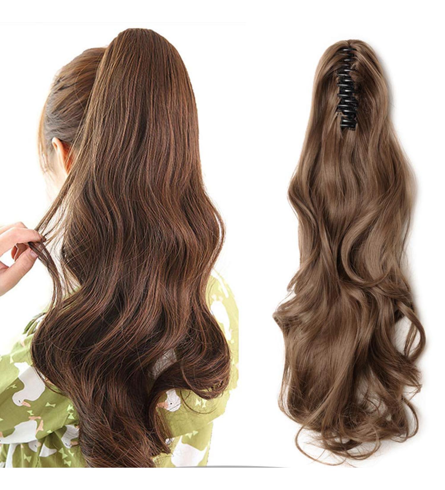Clip-In Braid Hair Extension - Realistic Wavy Ponytail with Butterfly Clip - 18 Light Brown (45cm) - Affordable Hair Extensions - Buy Online on GoSupps.com