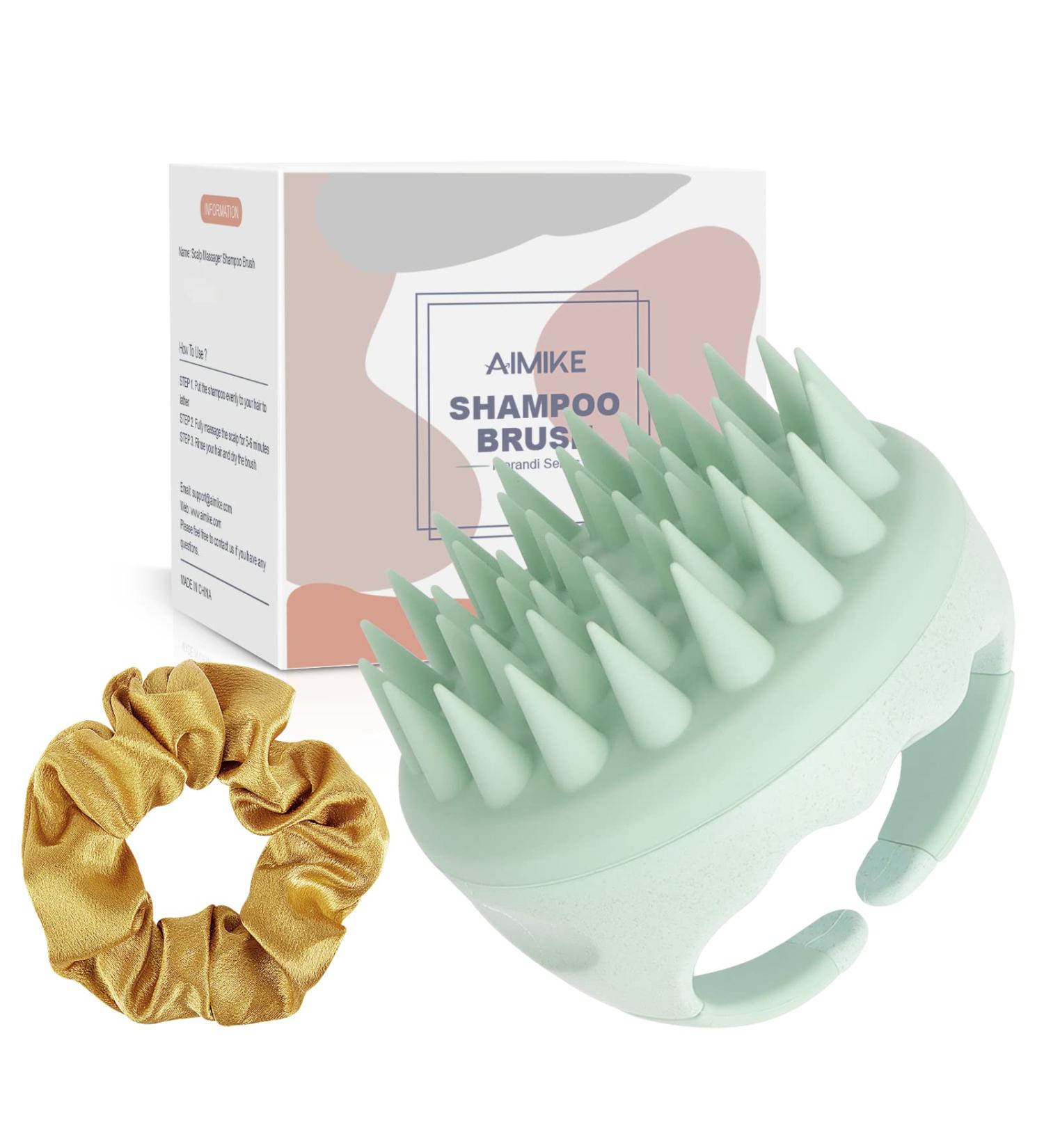 Aimike Scalp Massage Brush - Eco-Friendly Silicone Shampoo Brush for Hair Growth & Dandruff Relief | Green Scalp Massager for All Hair Types - Buy Online on GoSupps.com