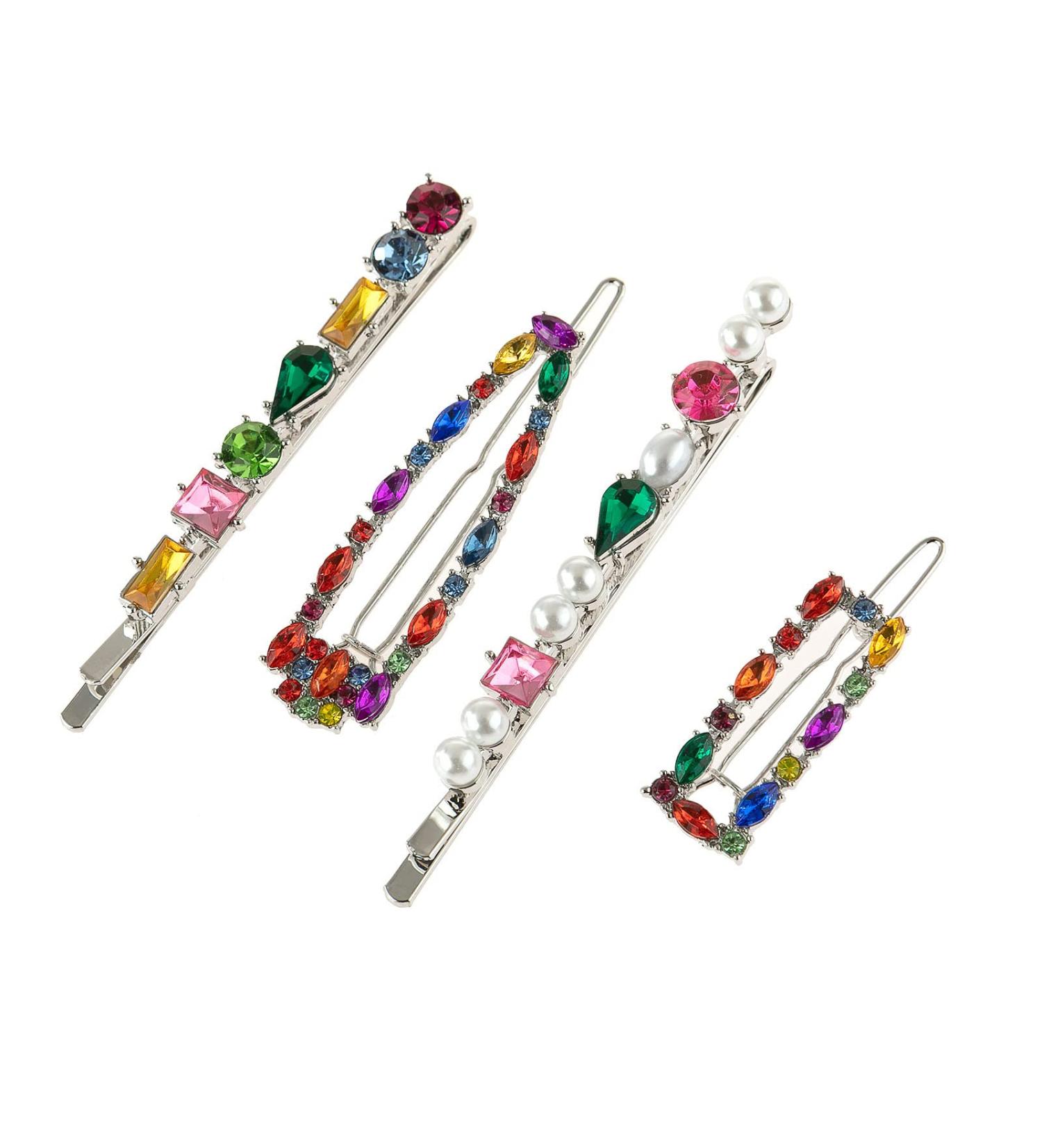 4 Pcs Glitter Hair Clips Crystal Hairpins Duckbill Sweet Hair Barrettes Fashion Hair Accessory Holiday Gifts Hair Barrettes Crystal Side Clip - Buy Online on GoSupps.com