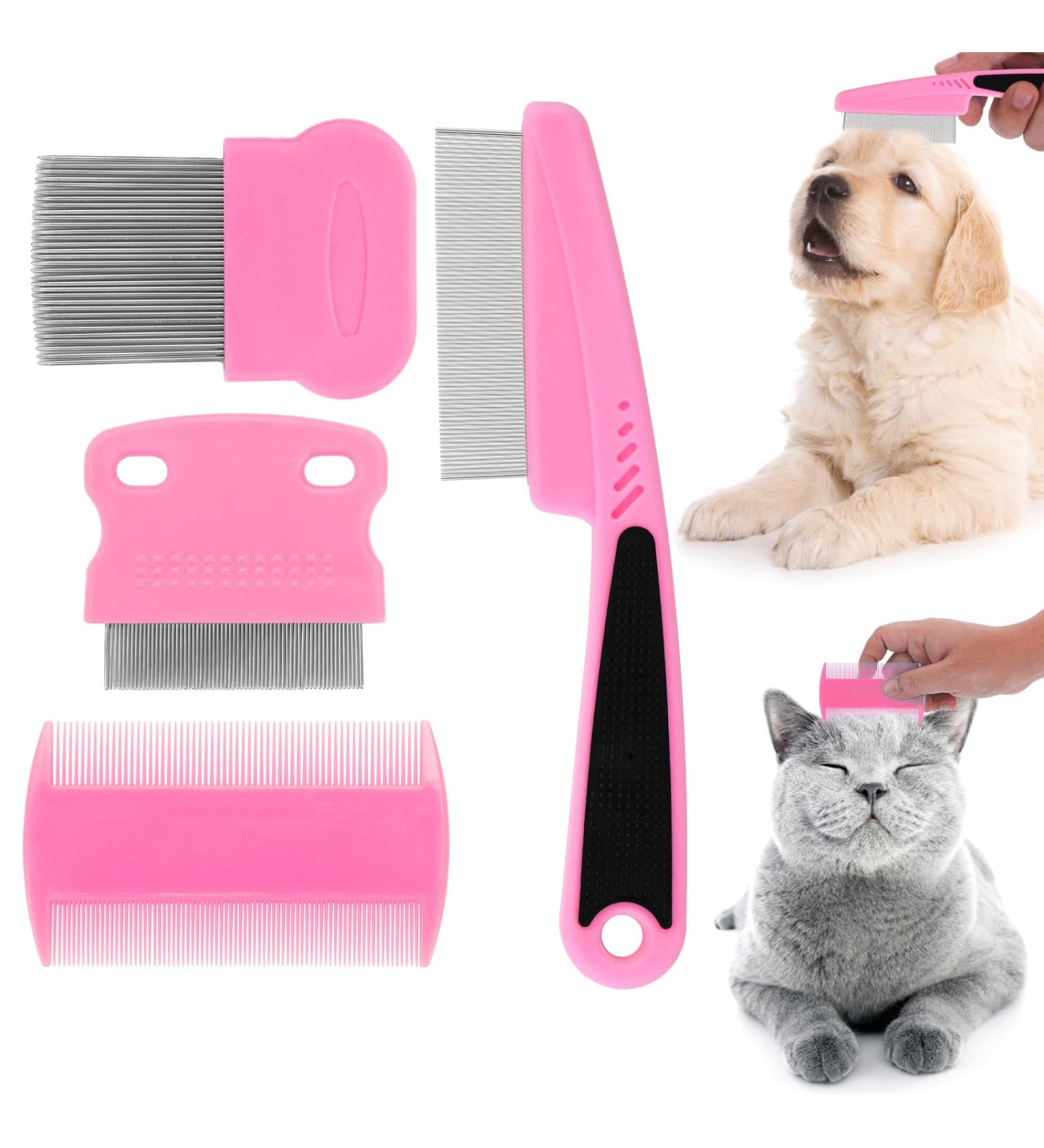 Buy Cobee Dog Flea & Lice Comb Set - 5 Piece Pet Care Kit with Tear Stain Remover & Fine Tooth Tools (4 Pink Combs) | International Shipping Available - Buy Online on GoSupps.com