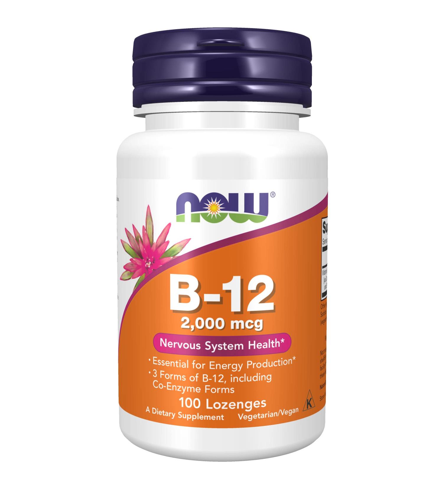Now Supplements B-12 2000 mcg - Energy & Nervous System Support - 100 Lozenges - Buy Online on GoSupps.com