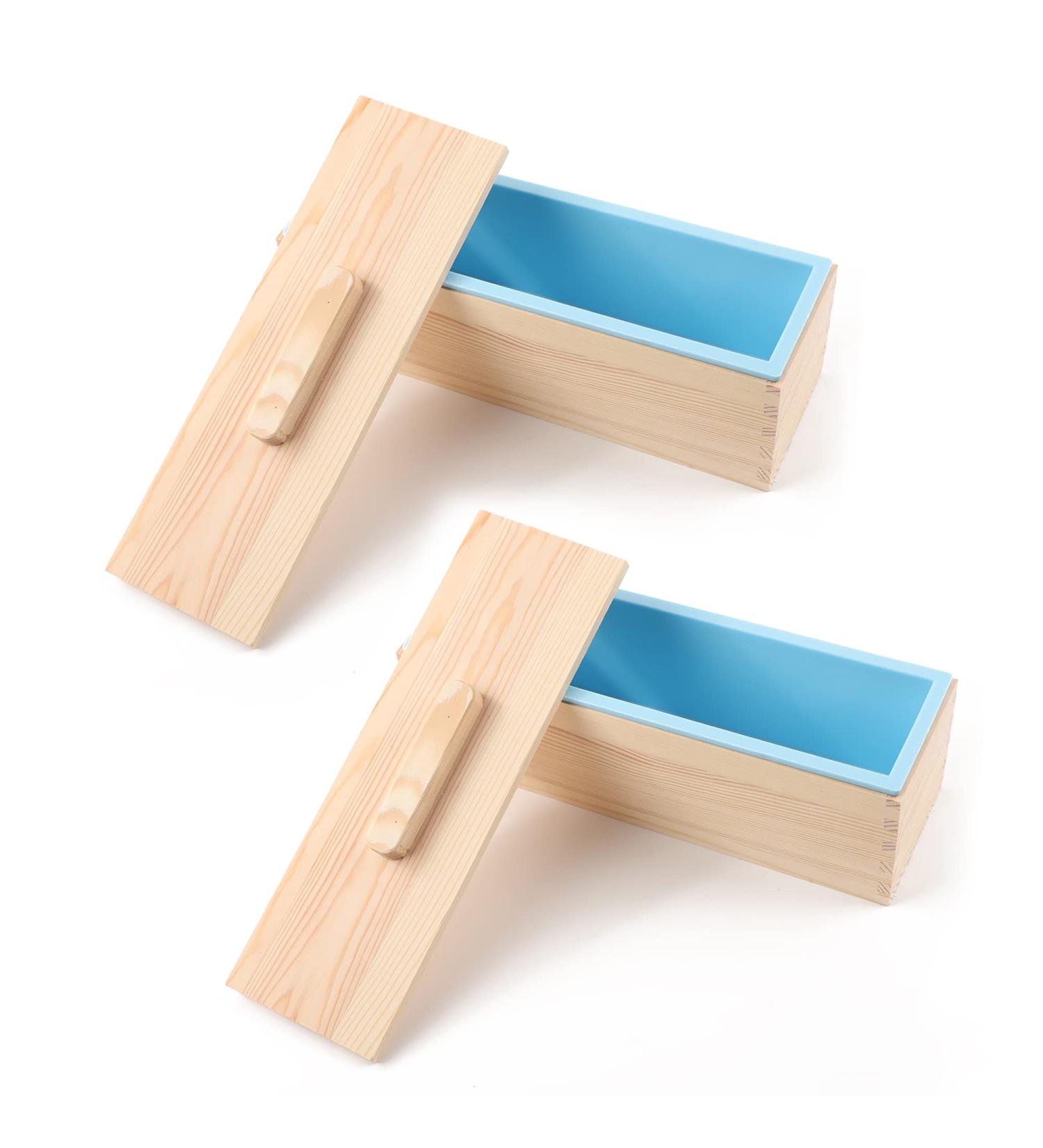 DOYOLLA Silicone Soap Loaf Molds with Wooden Box and Covers - Set of 2 (84oz) - Ideal for Homemade Soaps - Random Color - Buy Online on GoSupps.com