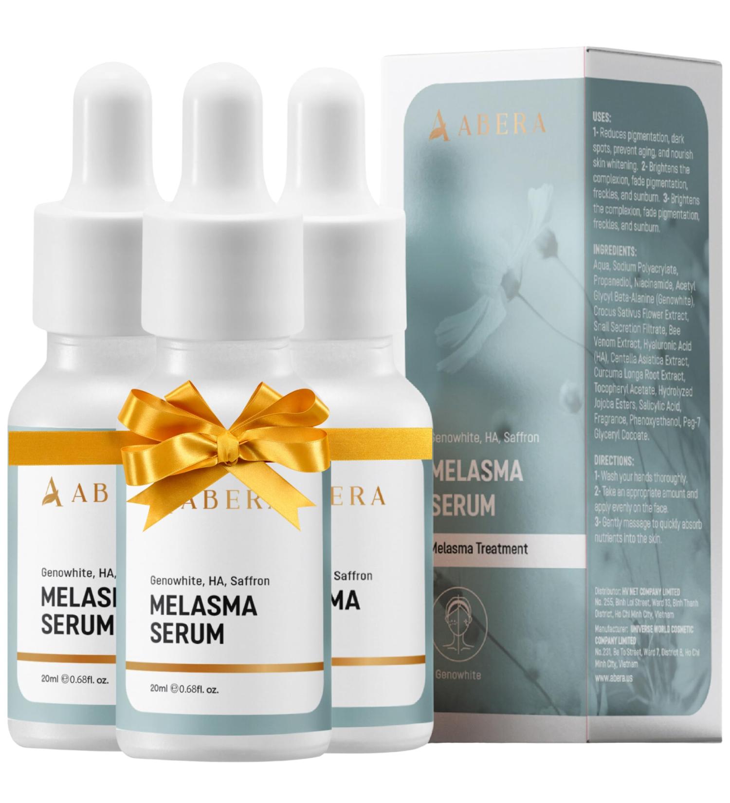Abera Melasma Serum with Niacinamide & Hyaluronic Acid | Dark Spot Corrector | Melasma Treatment for All Skin Types - Set of 3 (0.68 fl. Oz - Buy Online on GoSupps.com