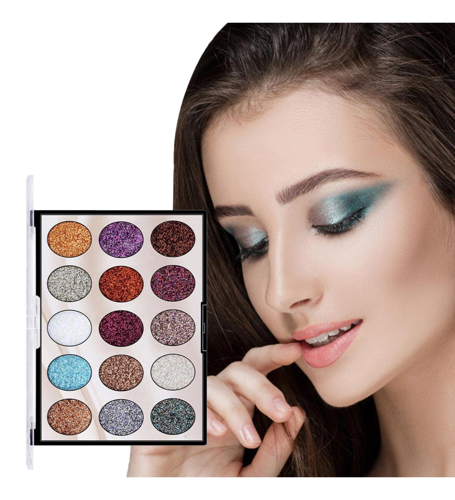 15 Colors Eyeshadow Palette | Glitter Makeup Palette Set - Long Lasting High Pigmented Eye Shadow Powder Pallet for Girls Women Mona43henry A:01 - Buy Online on GoSupps.com