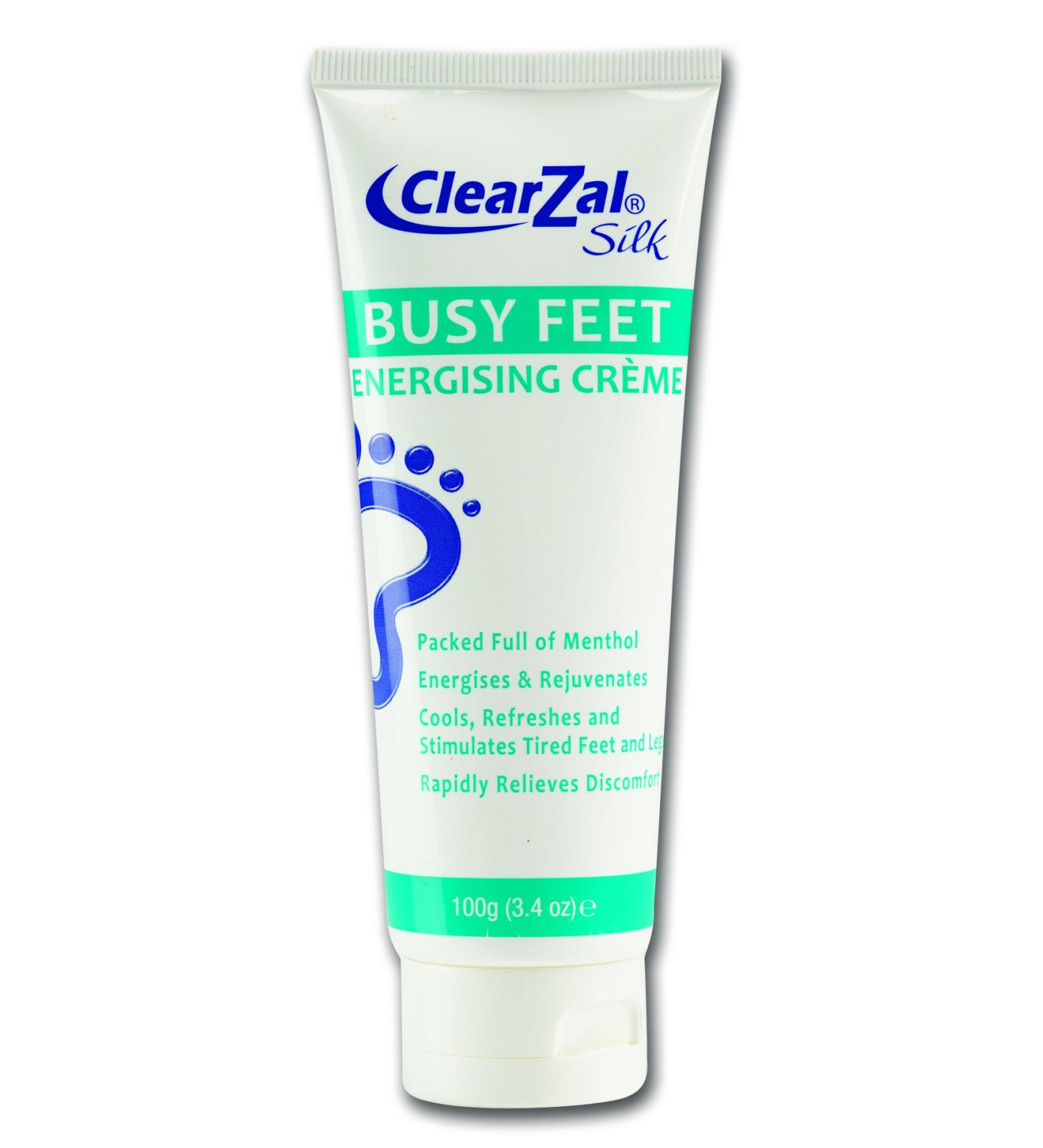 Clearzal Busy Feet Cooling Energizing Foot Cream with Menthol - Pain Relief for Tired Achy Feet - Refreshes, Rejuvenates, and Helps with Neuropathy - 3.4 oz - Buy Online on GoSupps.com