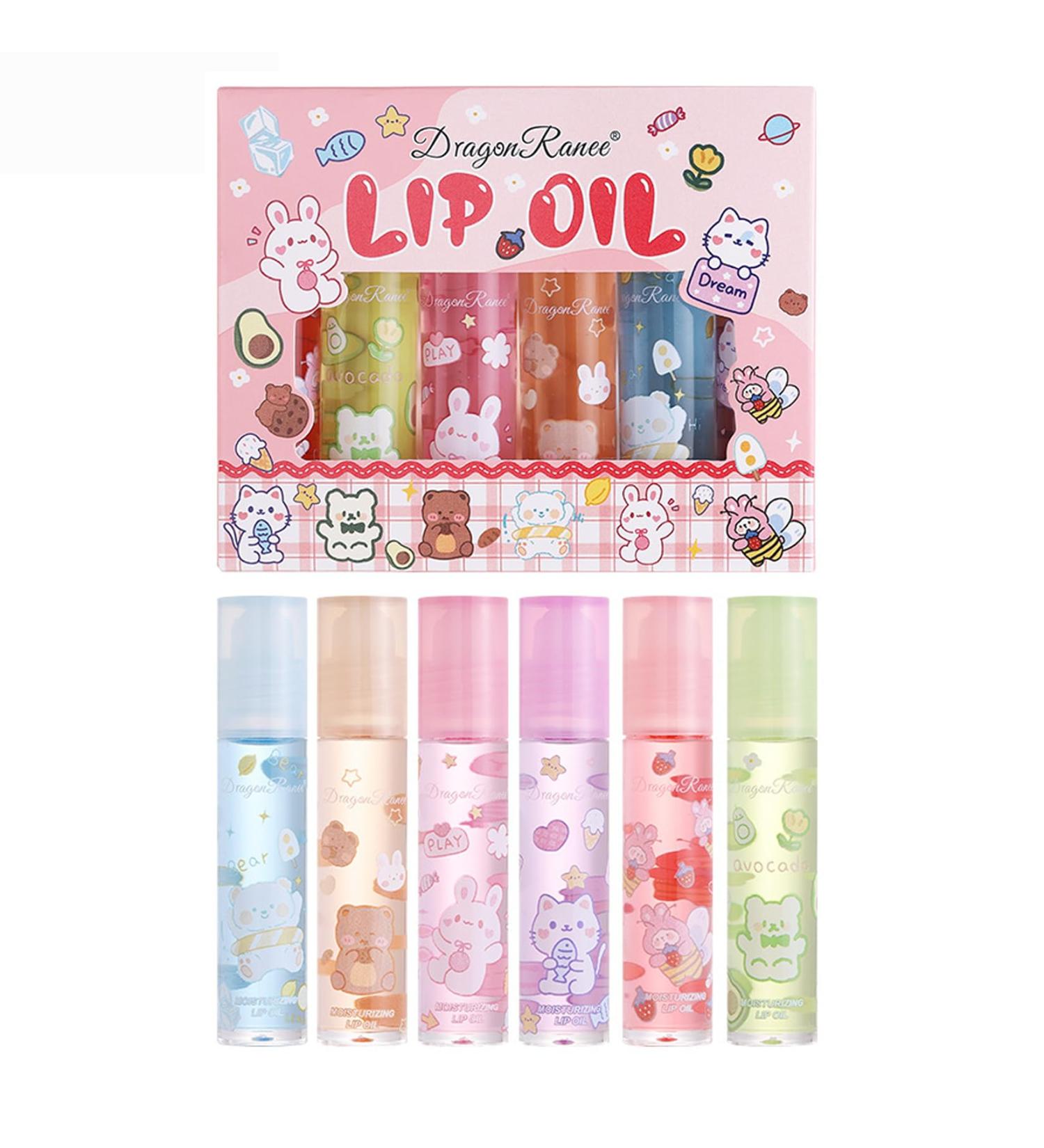 OKENTEN Fruity lip gloss fruit flavor moisturizing lipsticks transparent colorless lip lotion rolling ball lip oil liquid lipstick for plumper moisturized lips 6 pieces 6 pieces - Buy Online on GoSupps.com