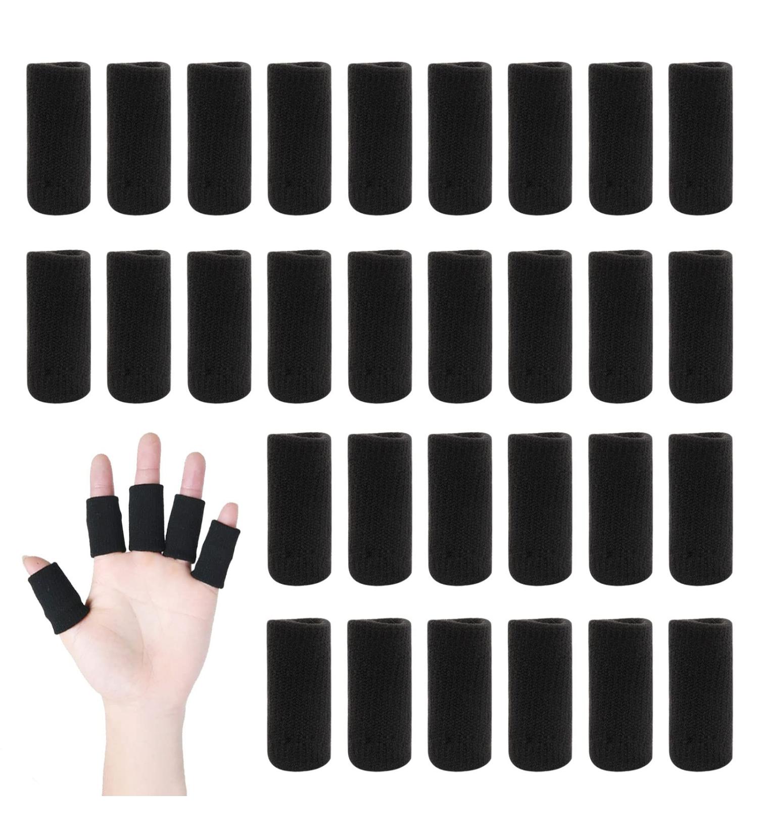 30pc TSHAOUN Finger Splint Protectors - Thumb/Trigger Brace Support for Pain Relief & Arthritis - Breathable Elastic Compression Sleeves for Sports & Typing - Black - Buy Online on GoSupps.com