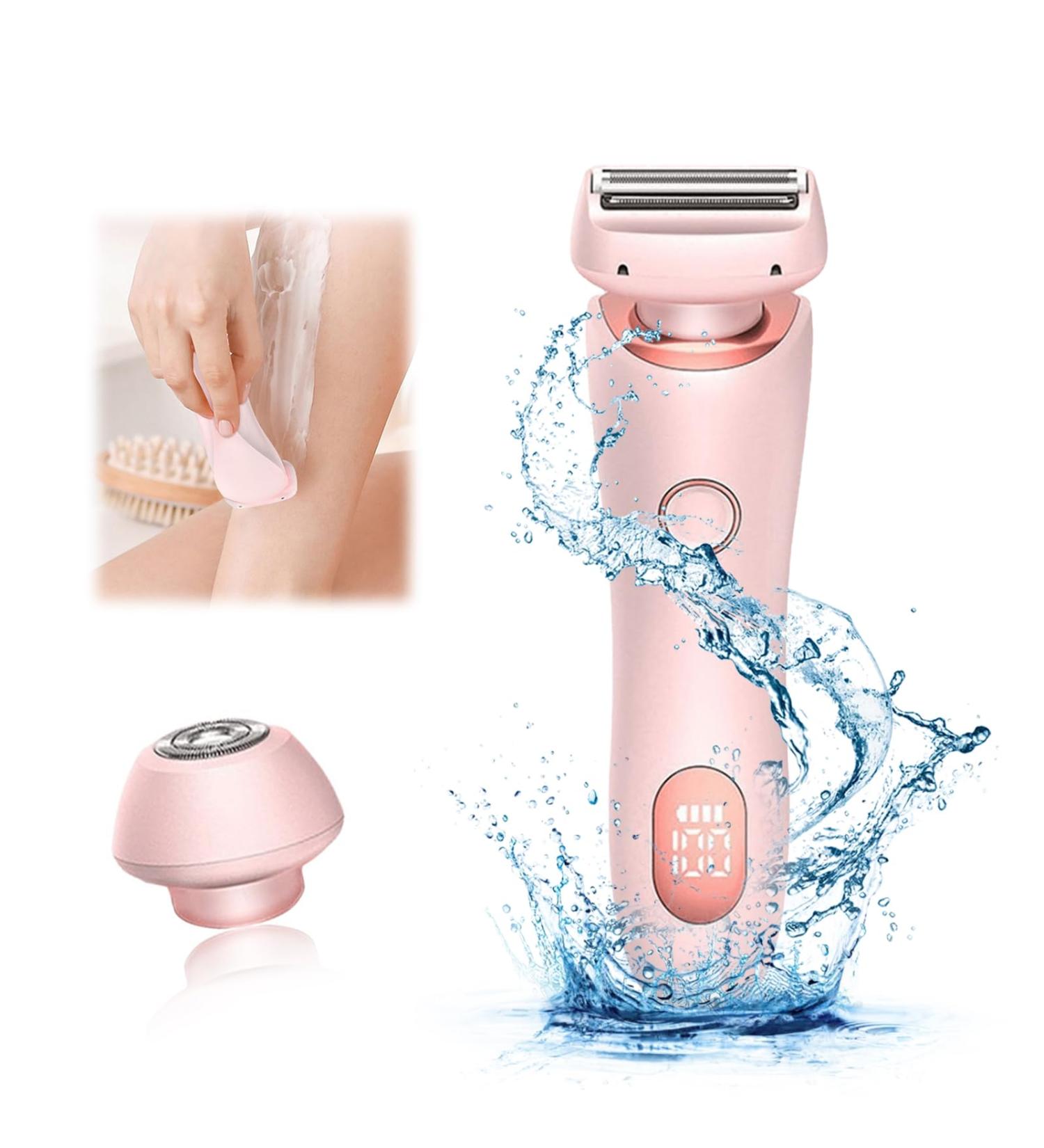 AZURAOKEY Electric Shaver for Women Legs 2-IN-1 Lady Razors Waterproof Wet or Dry Rechargeable Portable Ladies Body Hair Trimmer for Leg Arm Face Pubic Area Cordless Bikini Trimmer Blue - Buy Online on GoSupps.com