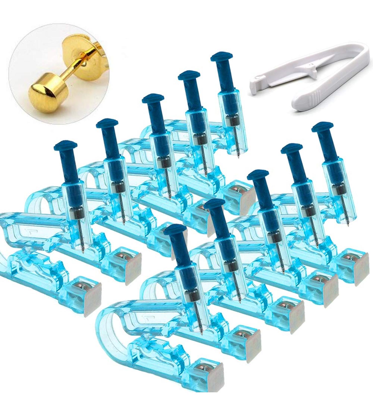 10pcs Disposable Safety Sterile Ear Piercing Gun Unit Tool With Ear Stud Asepsis Pierce Kit (Gold Gold) - Buy Online on GoSupps.com