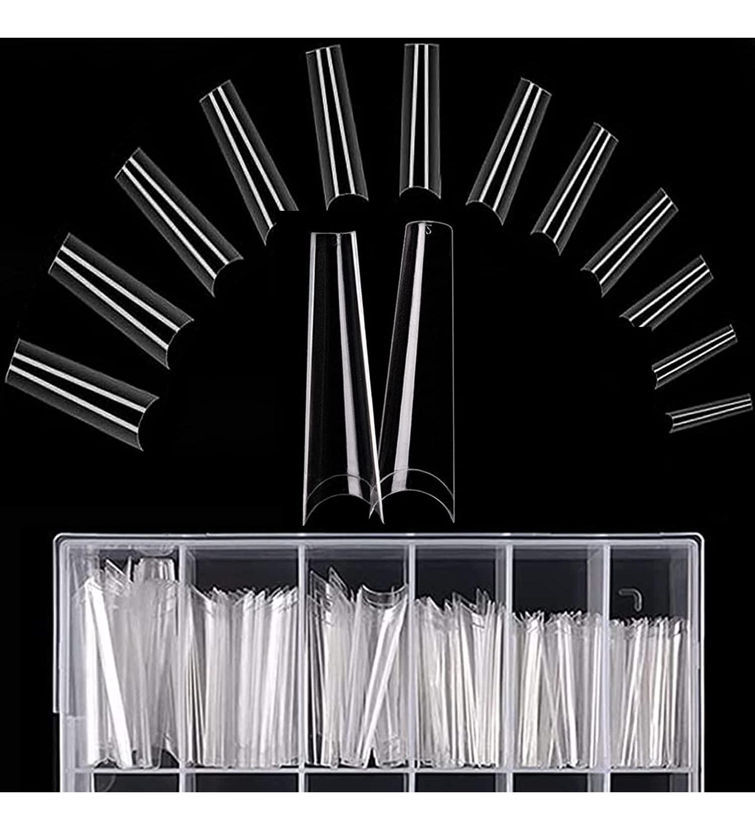 480 Extra Long XXL False Nail Tips - Clear Acrylic Half Cover French Fake Nails for DIY & Nail Studios - Buy Online on GoSupps.com