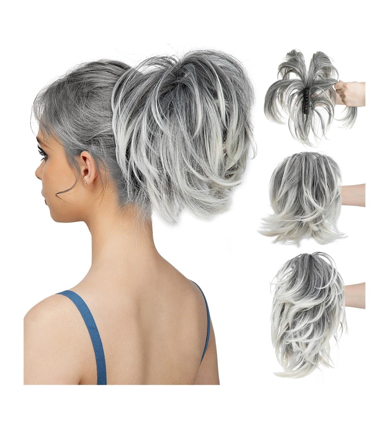 Ponytail Extensions Fake Blonde Hair False Pigtail for Women Synthetic Claw Clip In Ponytail Hair Extensions Diy Hairpiece Hair Bun for Women(1B 171T60) - Buy Online on GoSupps.com