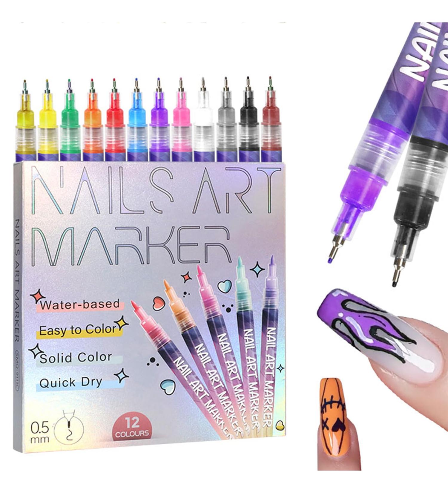 Buy 3D Nail Art Pens - 12 Colors Fine Tips for DIY Nail Designs | International Shipping Available - Buy Online on GoSupps.com