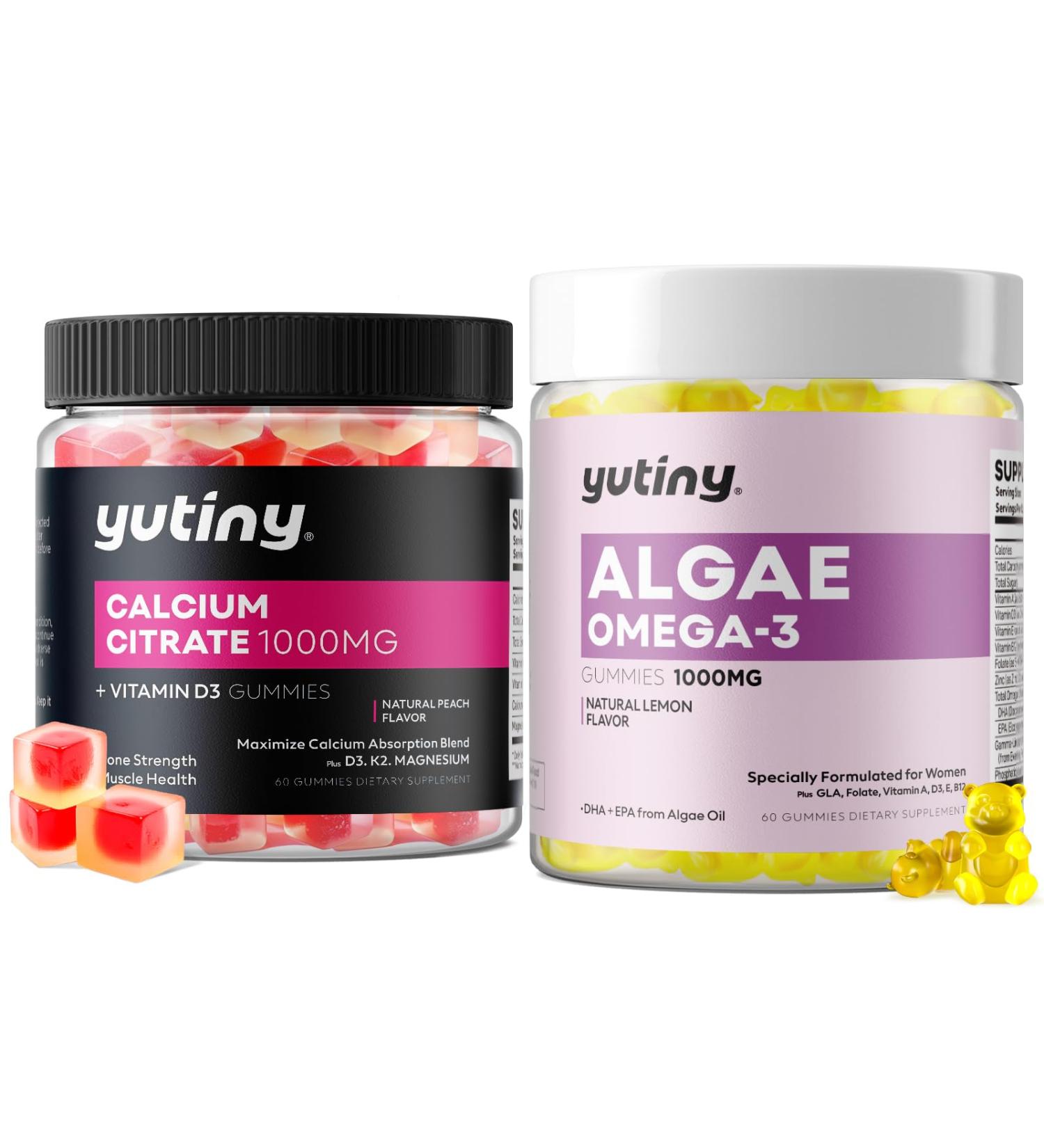 Calcium Citrate Filled Vegan Omega 3 Gummies for Women Calcium Citrate 1000mg with Algae Omega 3 1000mg - Buy Online on GoSupps.com