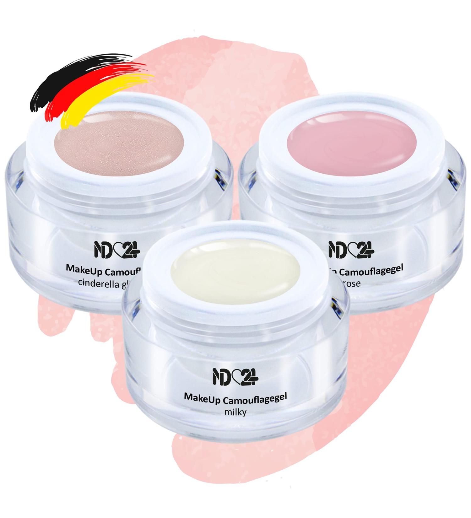 ND24 Naildesign Camouflage Gel Set - Vegan Gel for Baby Boomer Nails | 3 x 5ml - Made in Germany - Professional Nail Studio Quality - Buy Online on GoSupps.com