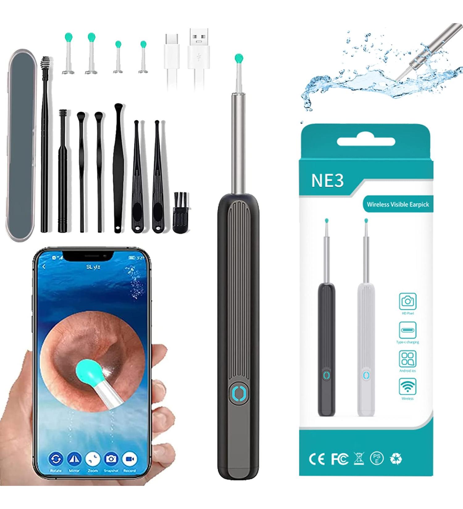 Wireless Ear Wax Removal Tool with Camera and LED Lights - 1296P Ear Cleaner for i-Phone, iPad, Android - Includes 12 Ear Tips - Buy Online on GoSupps.com