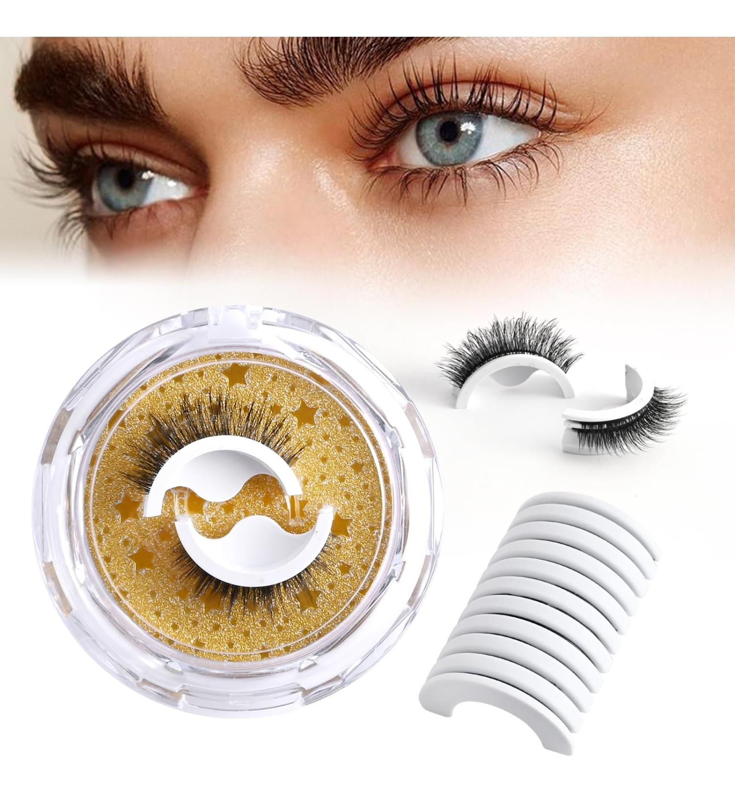 2 Pairs Self-Adhesive Eyelashes & 10PCS Replacement Glue Strips - Reusable Waterproof Natural Look | International Shipping Available - Buy Online on GoSupps.com