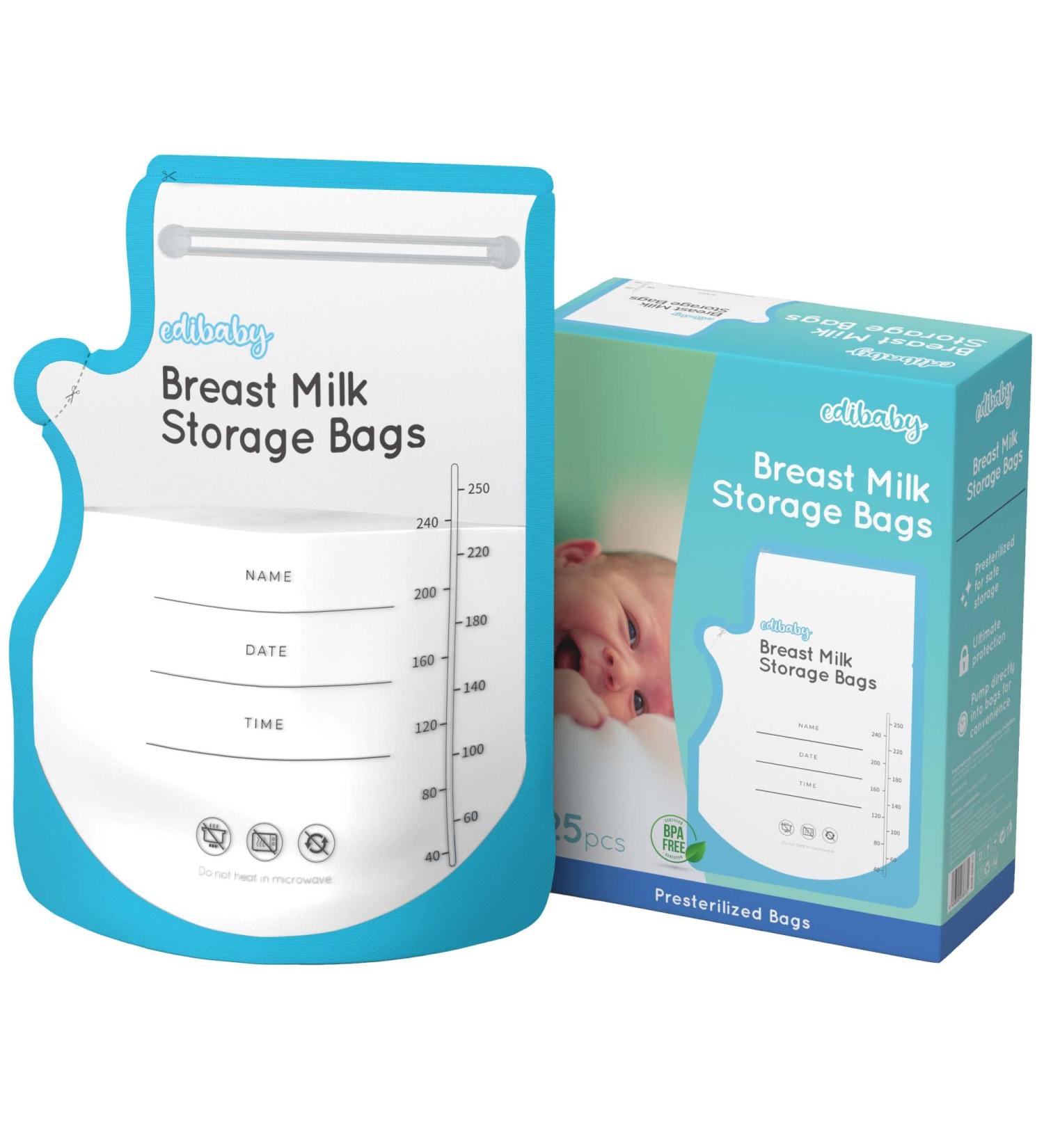 Buy Edibaby Breast Milk Bags - Pack of 100 BPA Free Sterilized Nursing Bags for Freezing & Storing | International Shipping - Buy Online on GoSupps.com