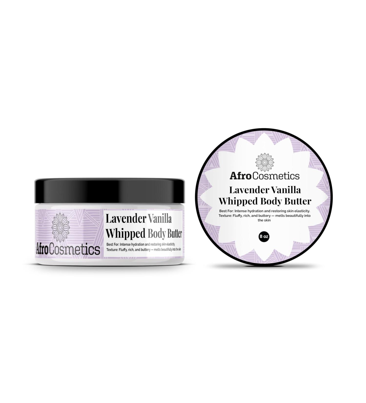 AFROCOSMETICS Lavender Vanilla Whipped Body Butter Hydrates and Nourish the Skin 8 oz