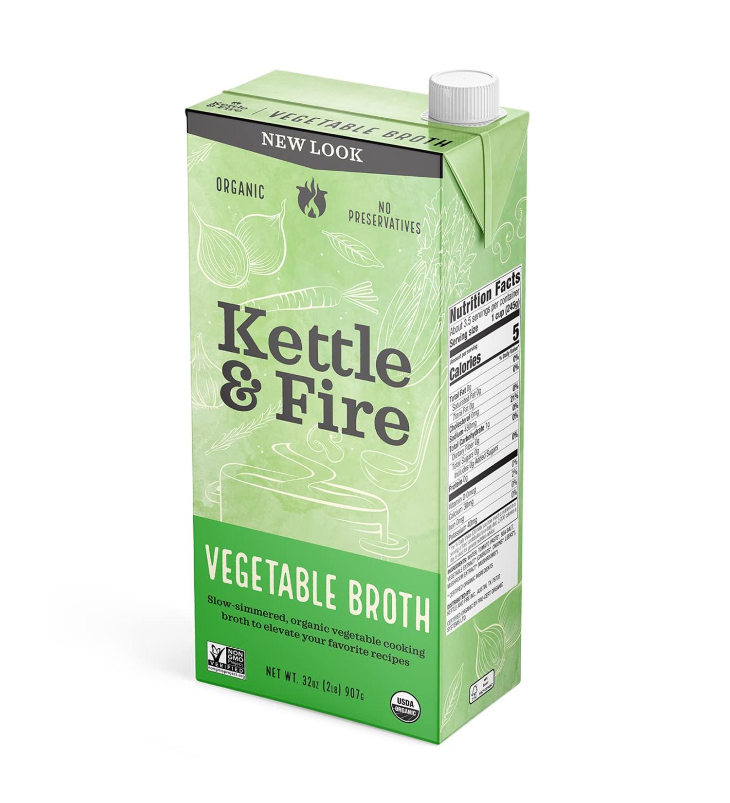 Kettle & Fire Organic Vegetable Broth 32 oz - Nourishing Plant-Based Soup Base - Buy Online on GoSupps.com