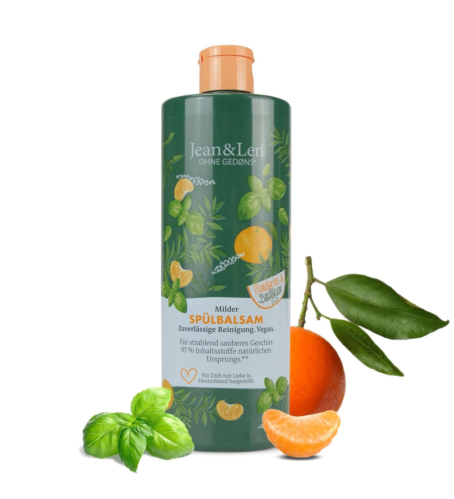Jean & Len Flushing Balm Mandarins - Basil | Vegan Dishwashing Detergent 500ml | Eco-Friendly No Microplastics Radiant Clean Dishes - Buy Online on GoSupps.com