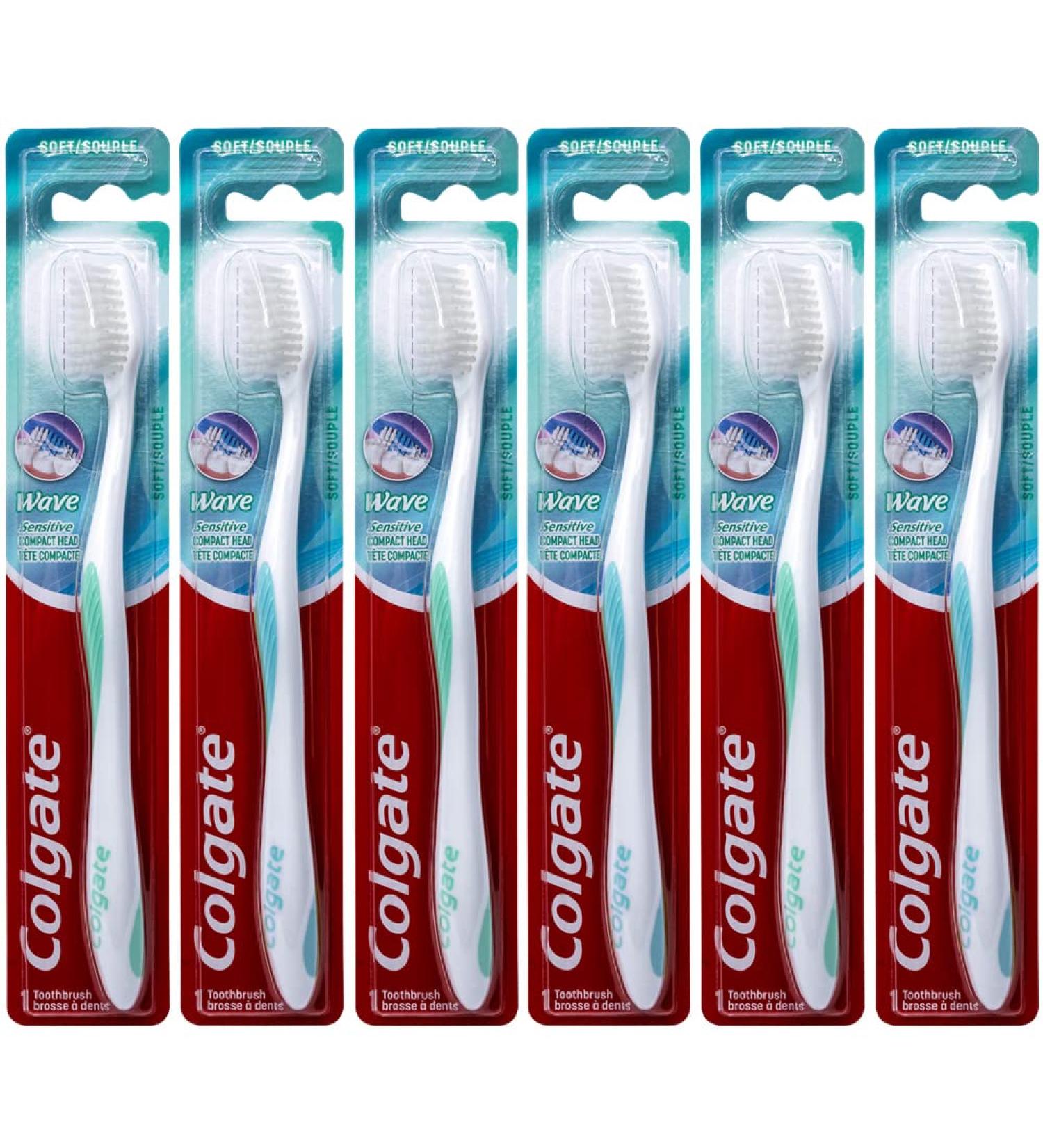 Colgate Wave Sensitive Toothbrush Compact Soft - Pack of 6 | Colors Vary - Buy Online on GoSupps.com