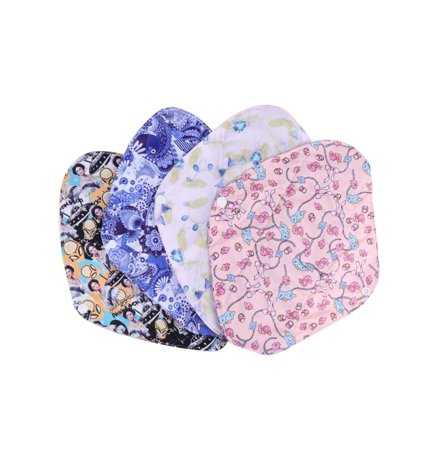 Reusable Bamboo Charcoal Menstrual Pads 4pcs Set | Washable Cloth Feminine Napkins & Panties - Buy Online on GoSupps.com