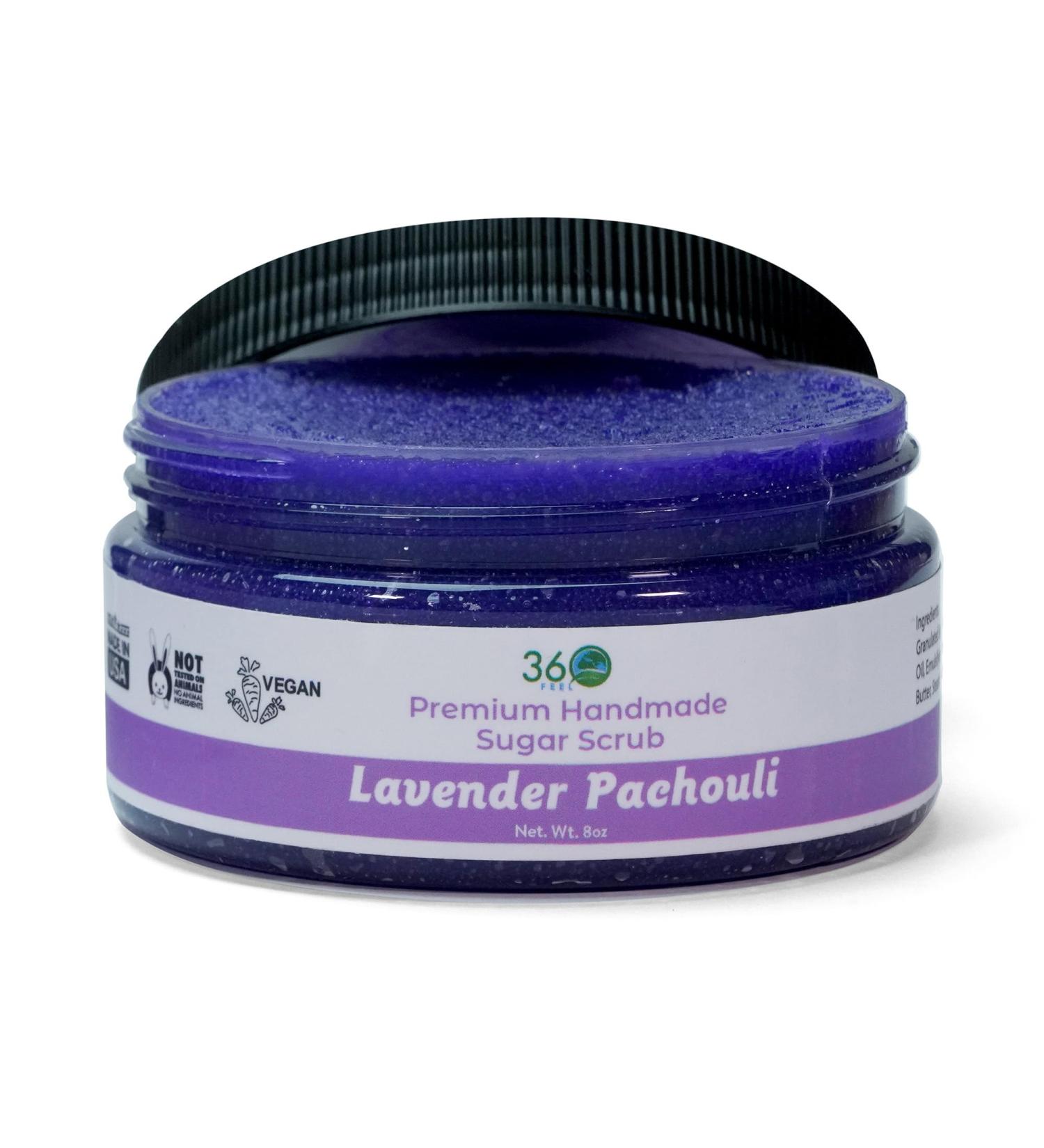 360Feel Lavender Patchouli Sugar Body Scrub - Great for Exfoliating Bodyscrub Acne Scars Stretch Marks Foot Scrub Great Gifts For Women - 8 Fl Oz - Buy Online on GoSupps.com