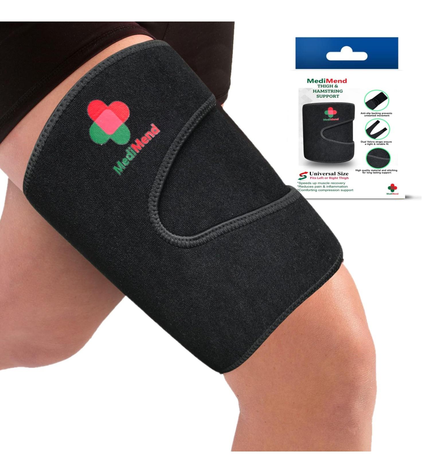 Adjustable Thigh Support for Men & Women - Large Hamstring & Quad Pain Relief - Compression Sleeve for Sports & Medical Support - Buy Online on GoSupps.com