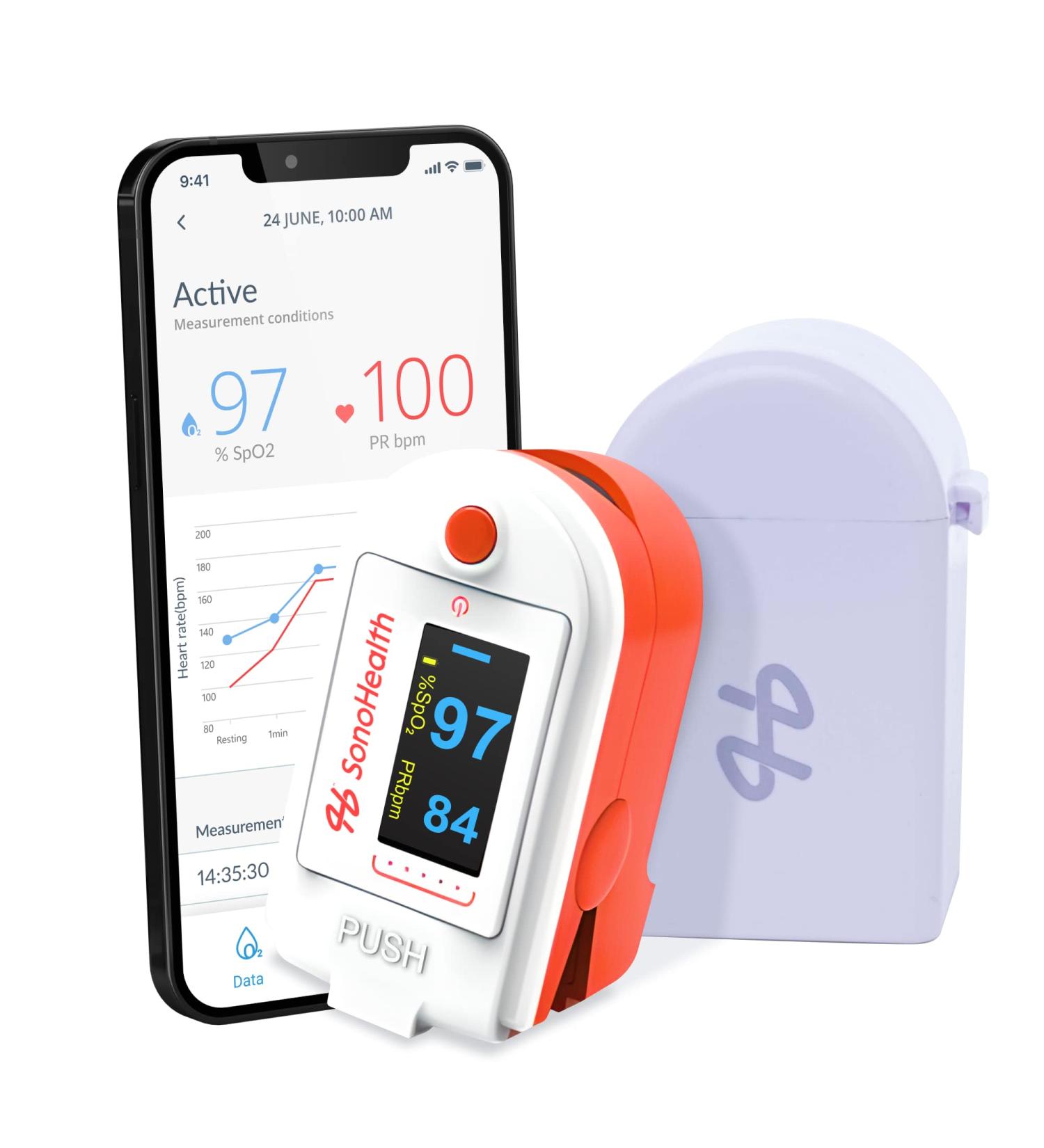 SonoHealth DocPro 7000BT Fingertip Oximeter - Professional Grade Blood Oxygen & Heart Rate Monitor - Buy Online on GoSupps.com