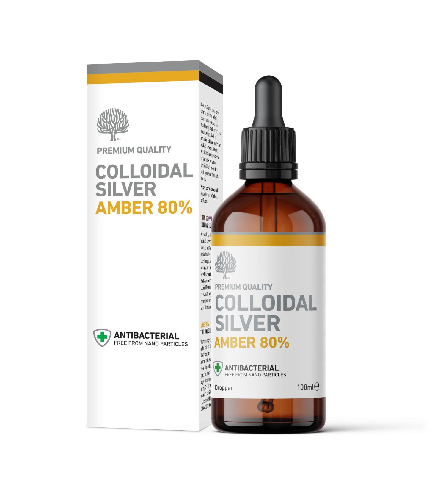 Nature's Greatest Secret Antibacterial Amber 80% Colloidal Silver 100ml - Premium Quality Dropper Bottle - Buy Online on GoSupps.com