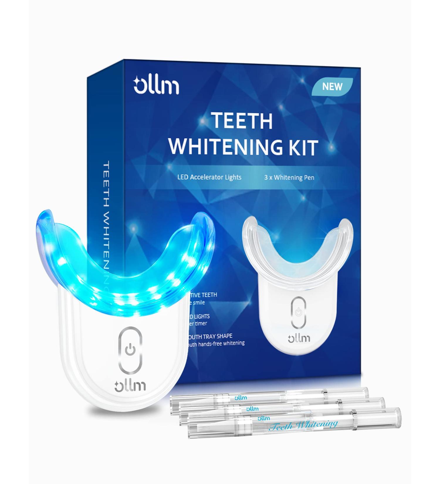 Professional Teeth Whitening Kit with Gel Pen & Strips - Hydrogen Peroxide for Sensitive Teeth, 32X LED Light, Oral Beauty Care with Mouth Trays - Buy Online on GoSupps.com