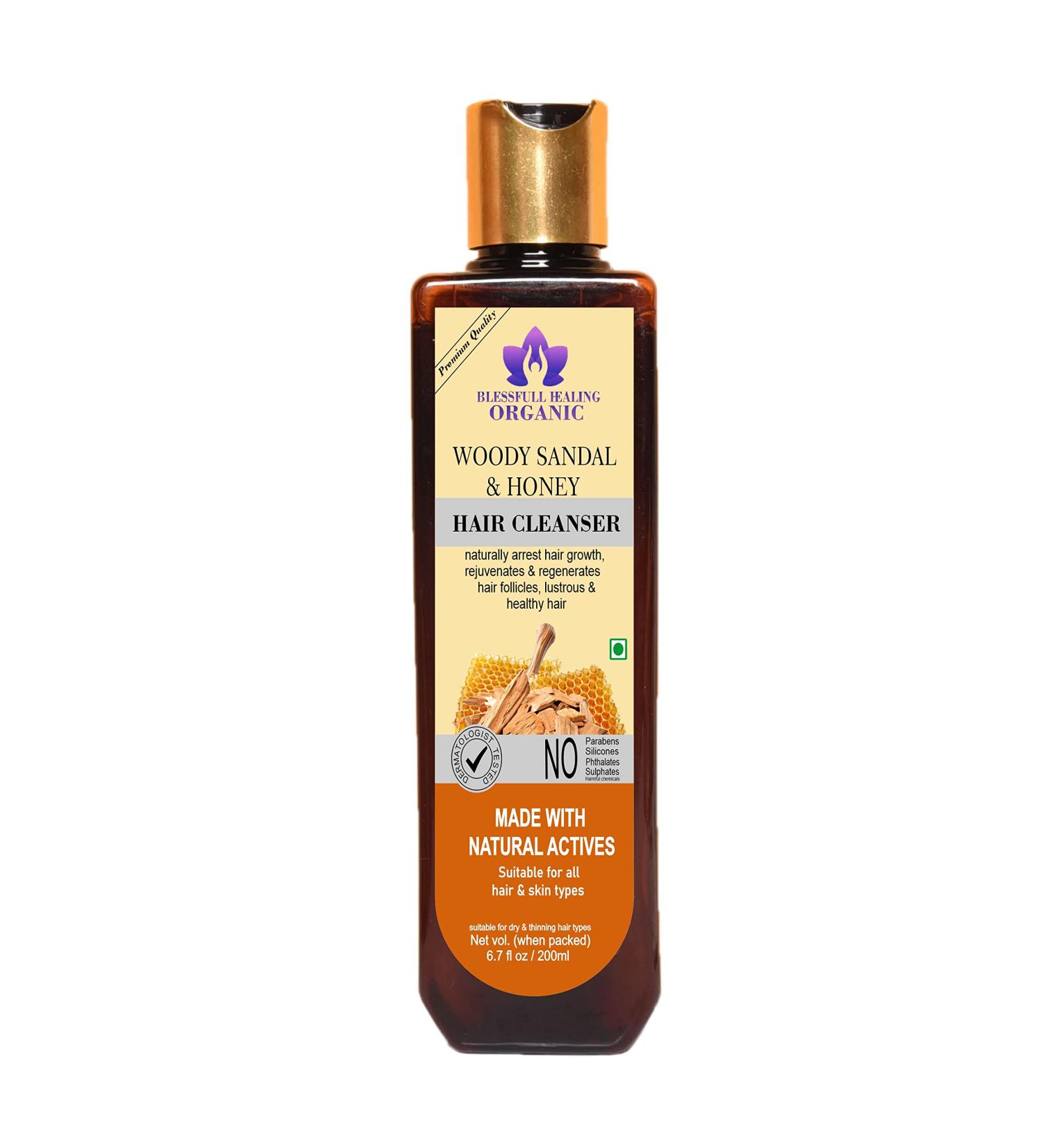 Blessfull Healing Organic Woody Sandal & Honey Hair Cleanser | Shampoo 200 ML (Packing May Vary) - Buy Online on GoSupps.com